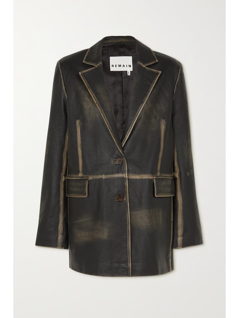 Kamia Paneled Textured-Leather Blazer - Image 1