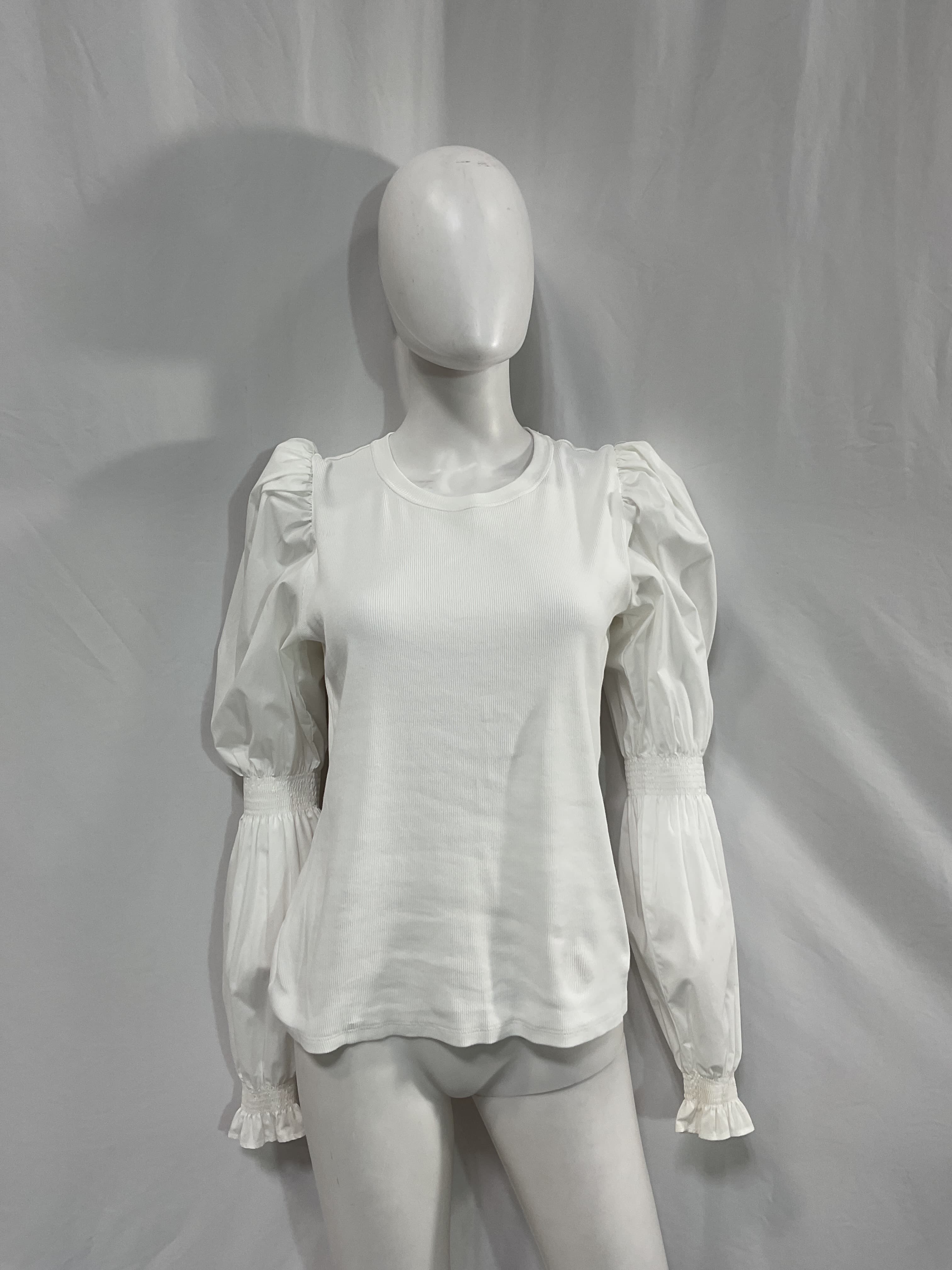 Fawn Mix Media Virago Sleeve Stretch Cotton Top - Image 2
