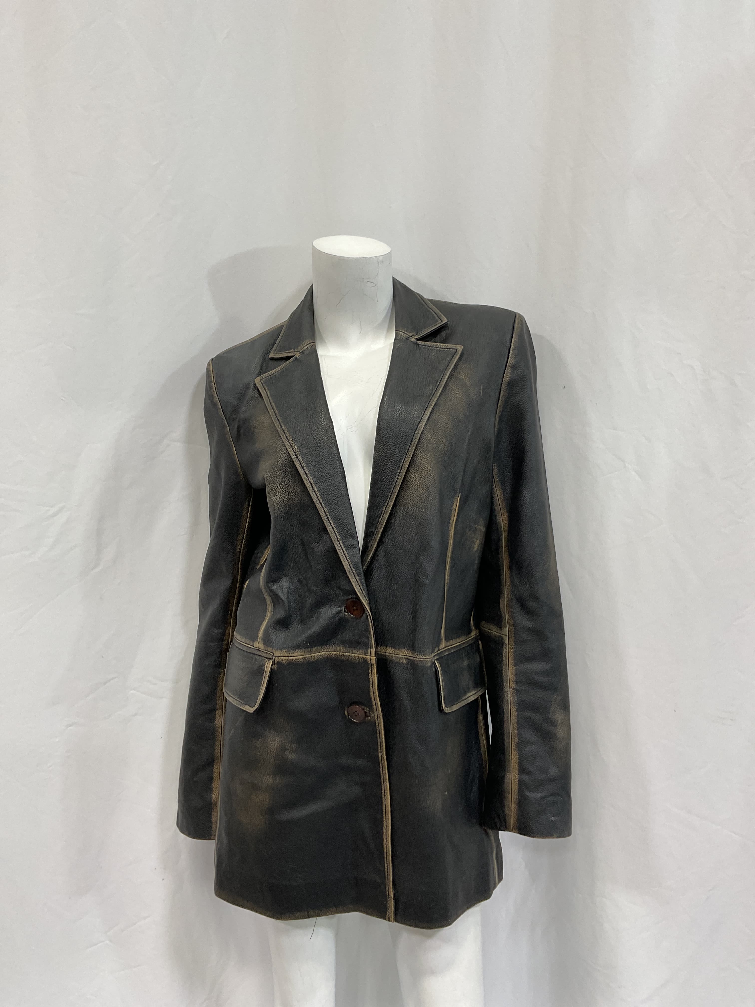 Kamia Paneled Textured-Leather Blazer - Image 2