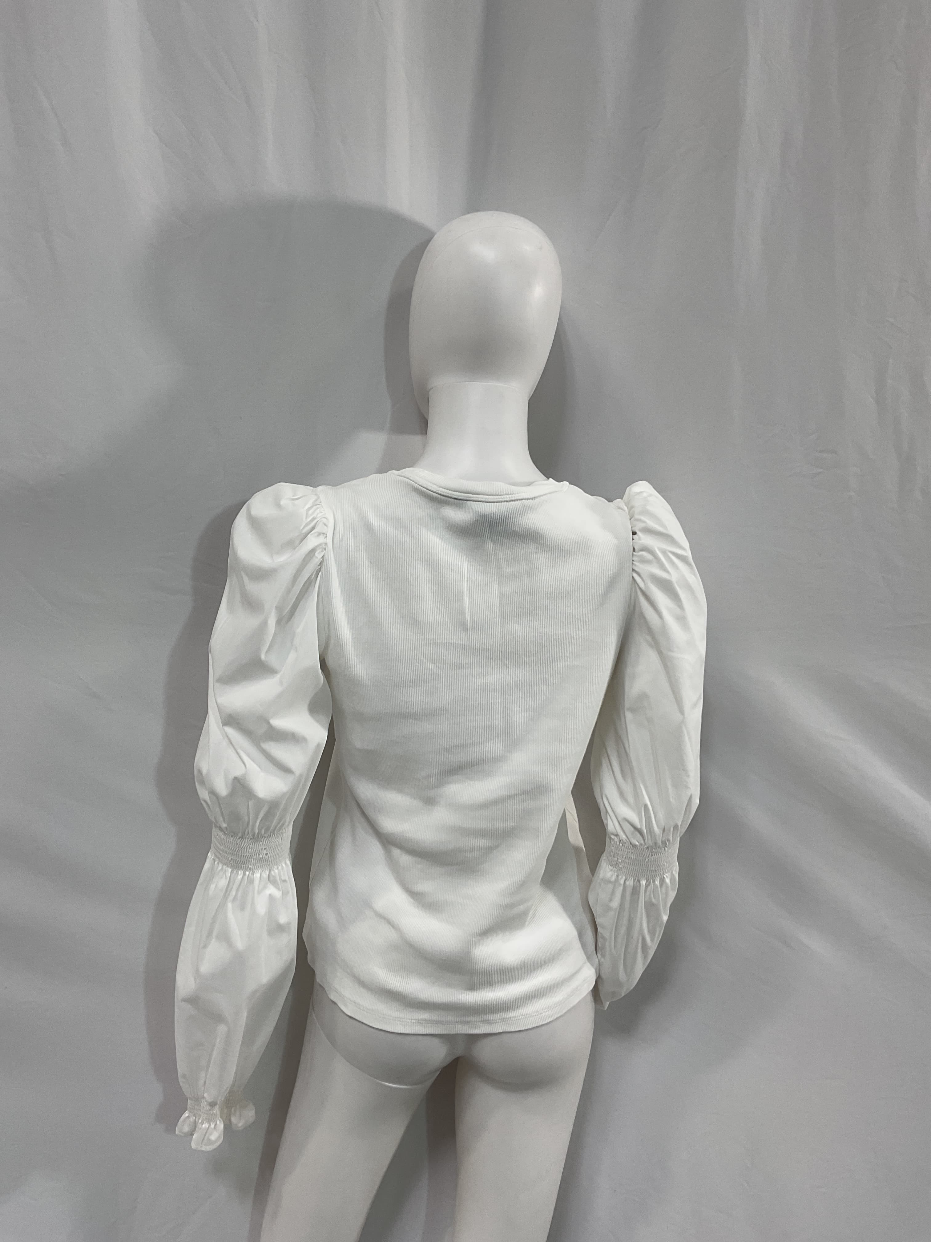 Fawn Mix Media Virago Sleeve Stretch Cotton Top - Image 4