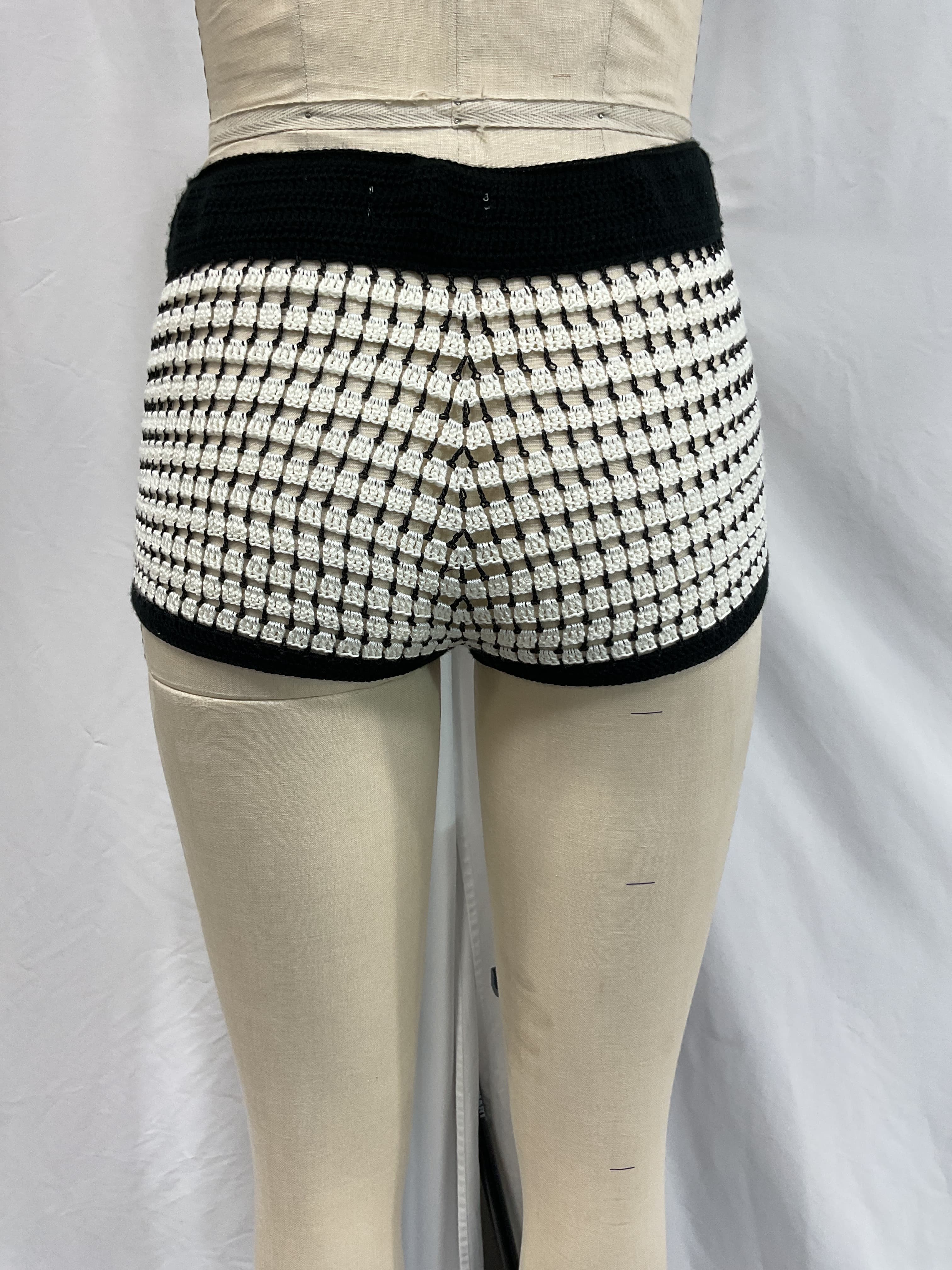 My Beachy Side X Revolve Crochet Hot Shorts In Black & White - Image 3
