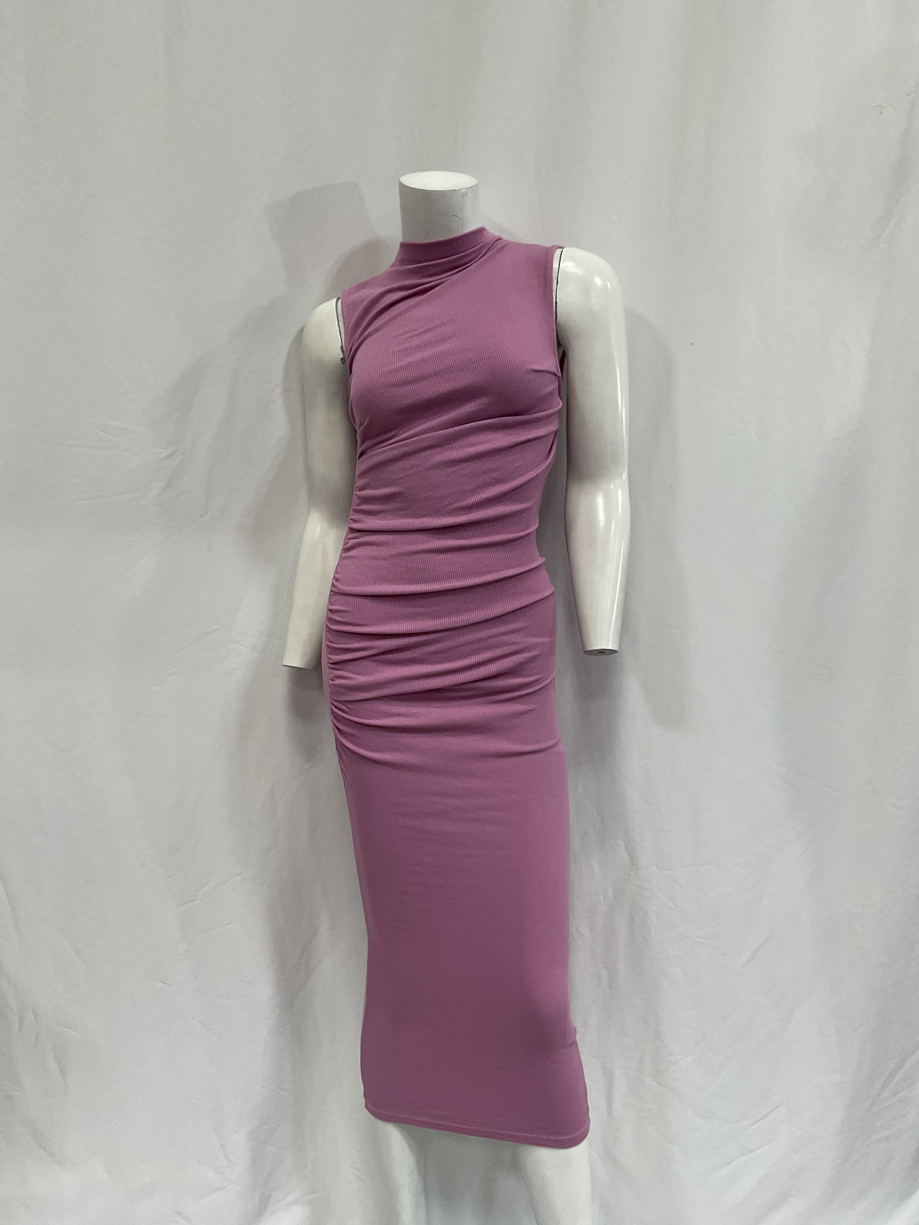 Silk Knit Sleeveless Twist Midi Dress In Orchid Flower - Image 2