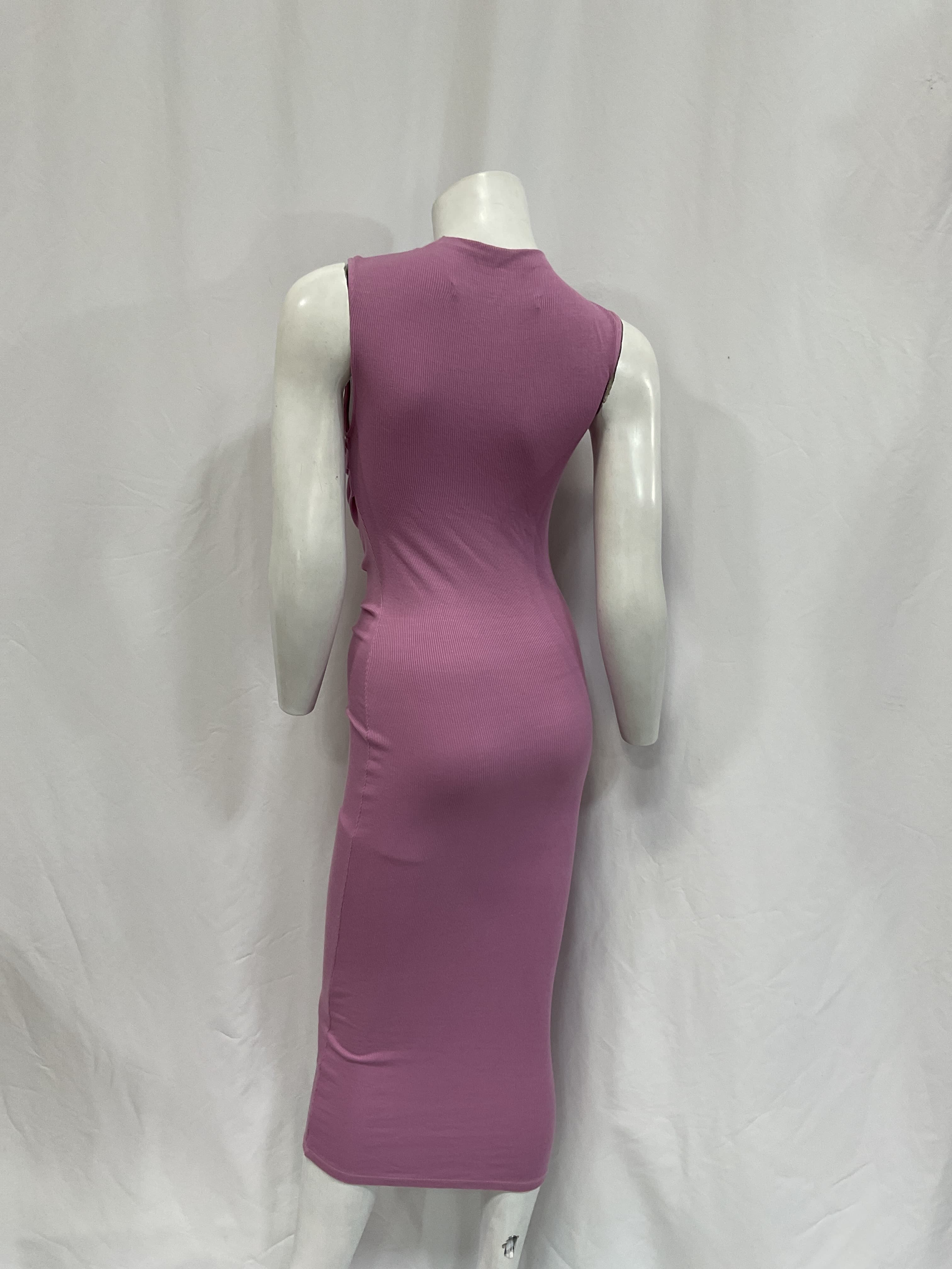 Silk Knit Sleeveless Twist Midi Dress In Orchid Flower - Image 3