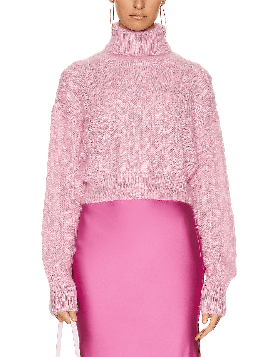 High Neck Cropped Pullover Sweater In Lilac Sachet - Image 1