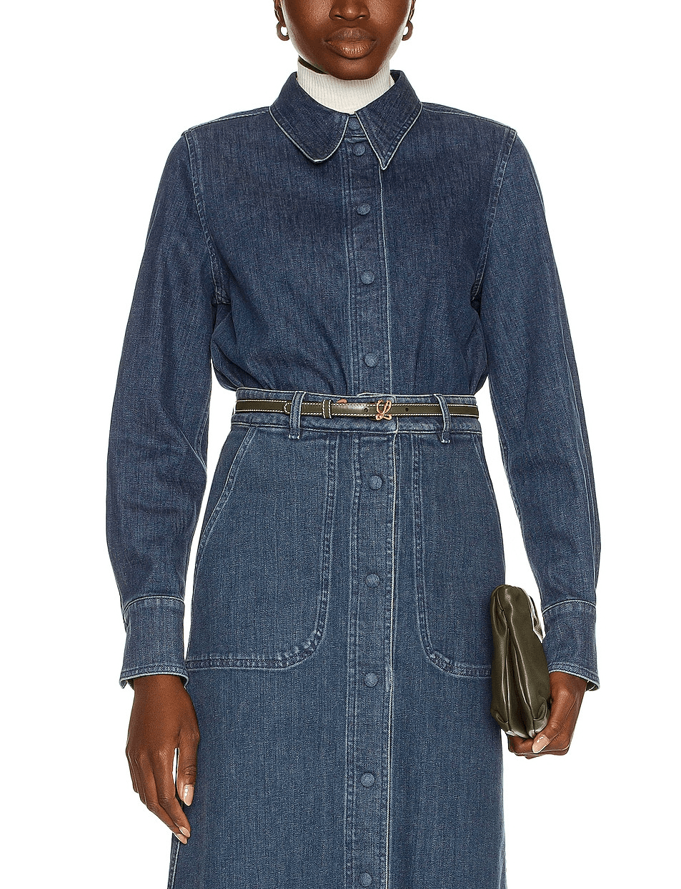 Stretch Denim Top In Dusky Blue - Image 1