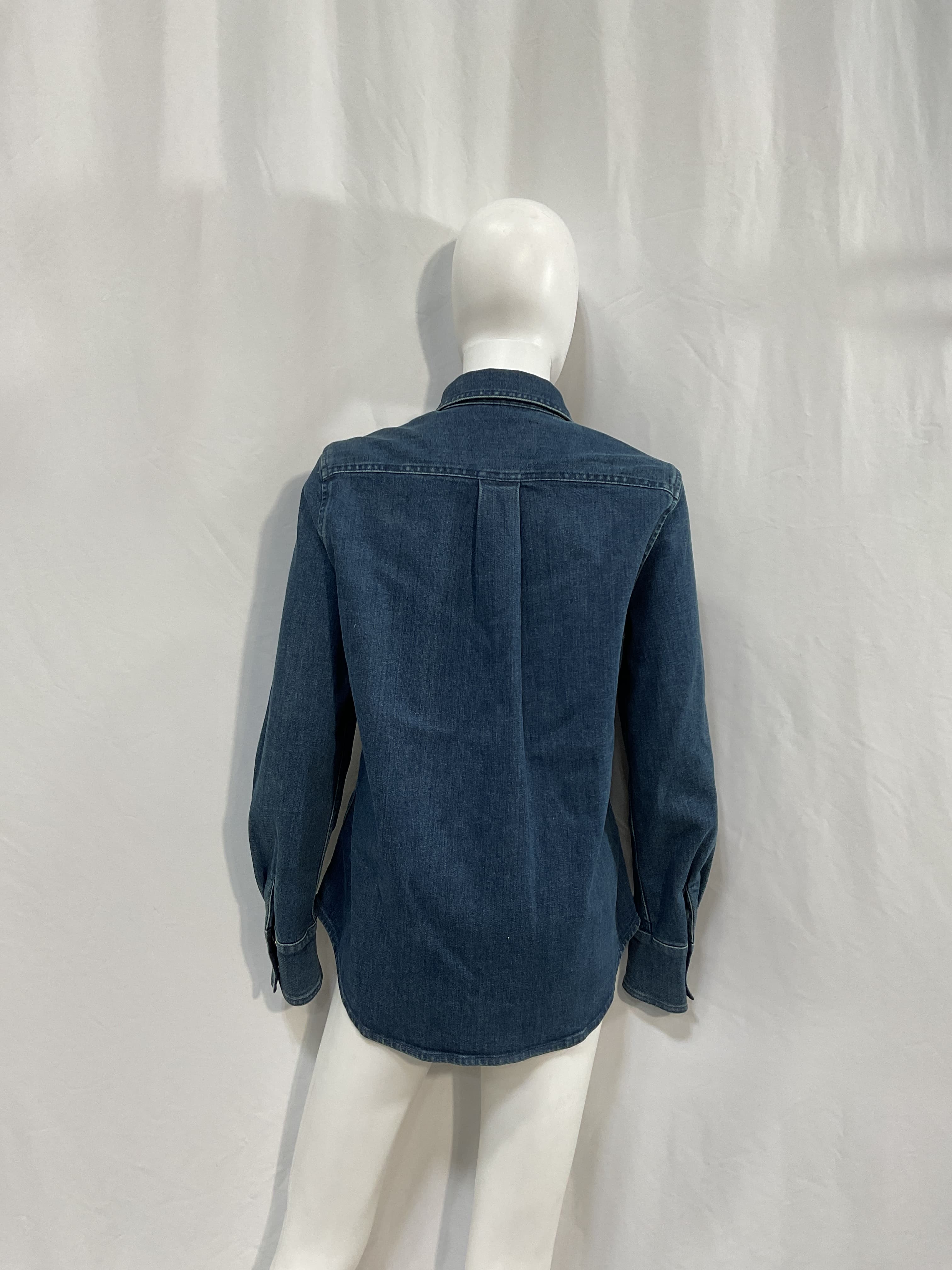 Stretch Denim Top In Dusky Blue - Image 2