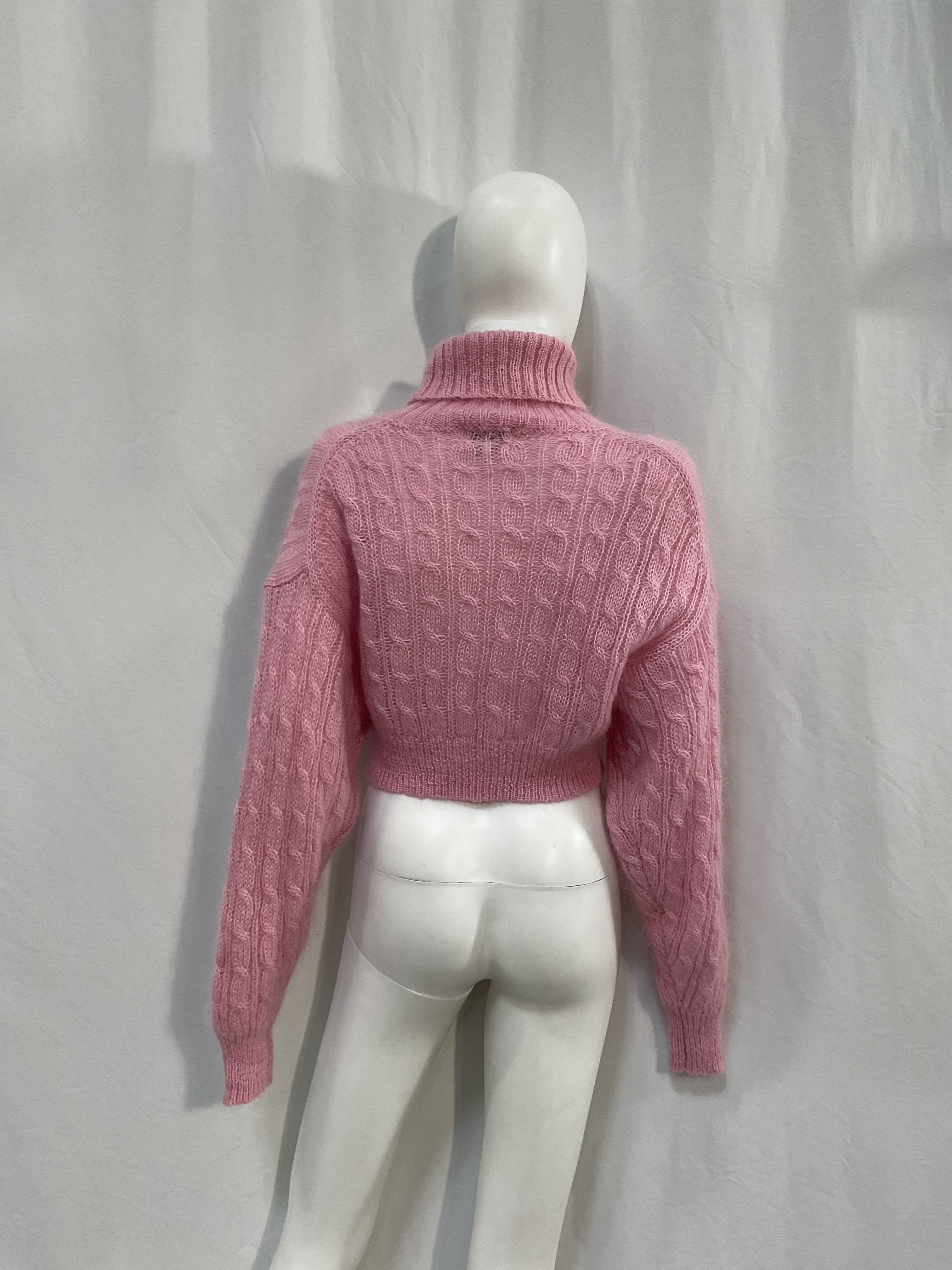 High Neck Cropped Pullover Sweater In Lilac Sachet - Image 2