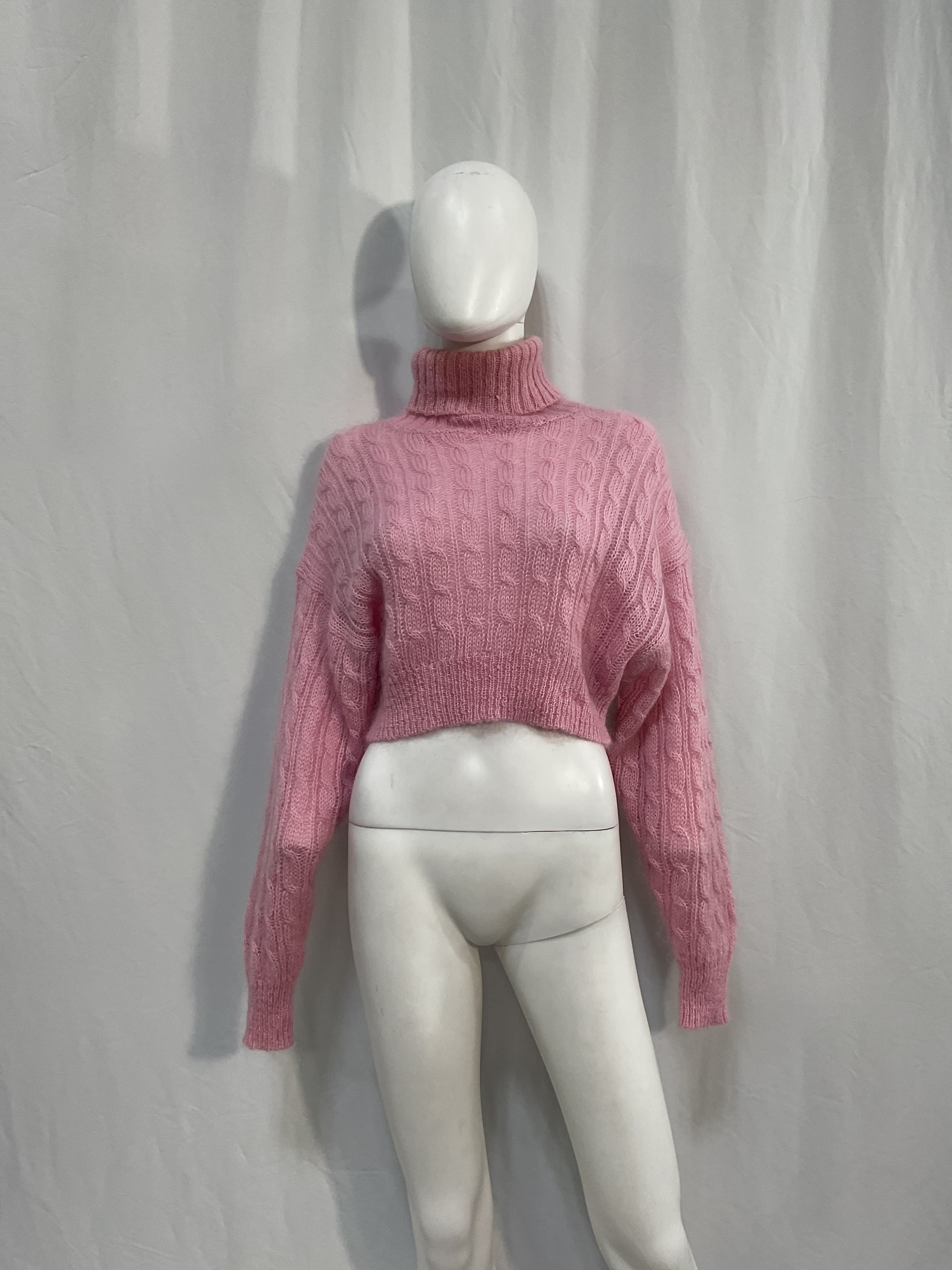 High Neck Cropped Pullover Sweater In Lilac Sachet - Image 3