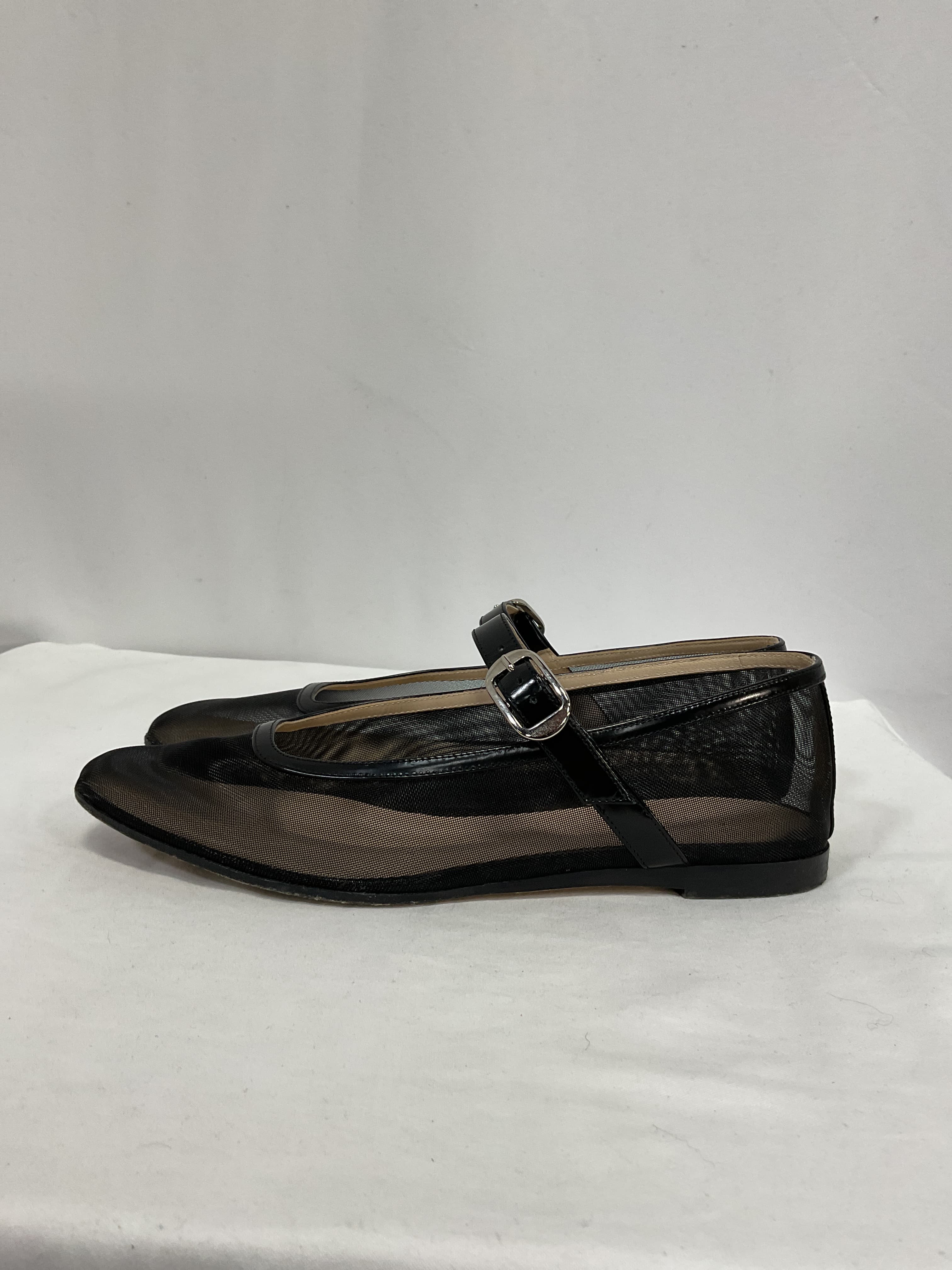 Patent Leather-Trimmed Mesh Flats - Image 2