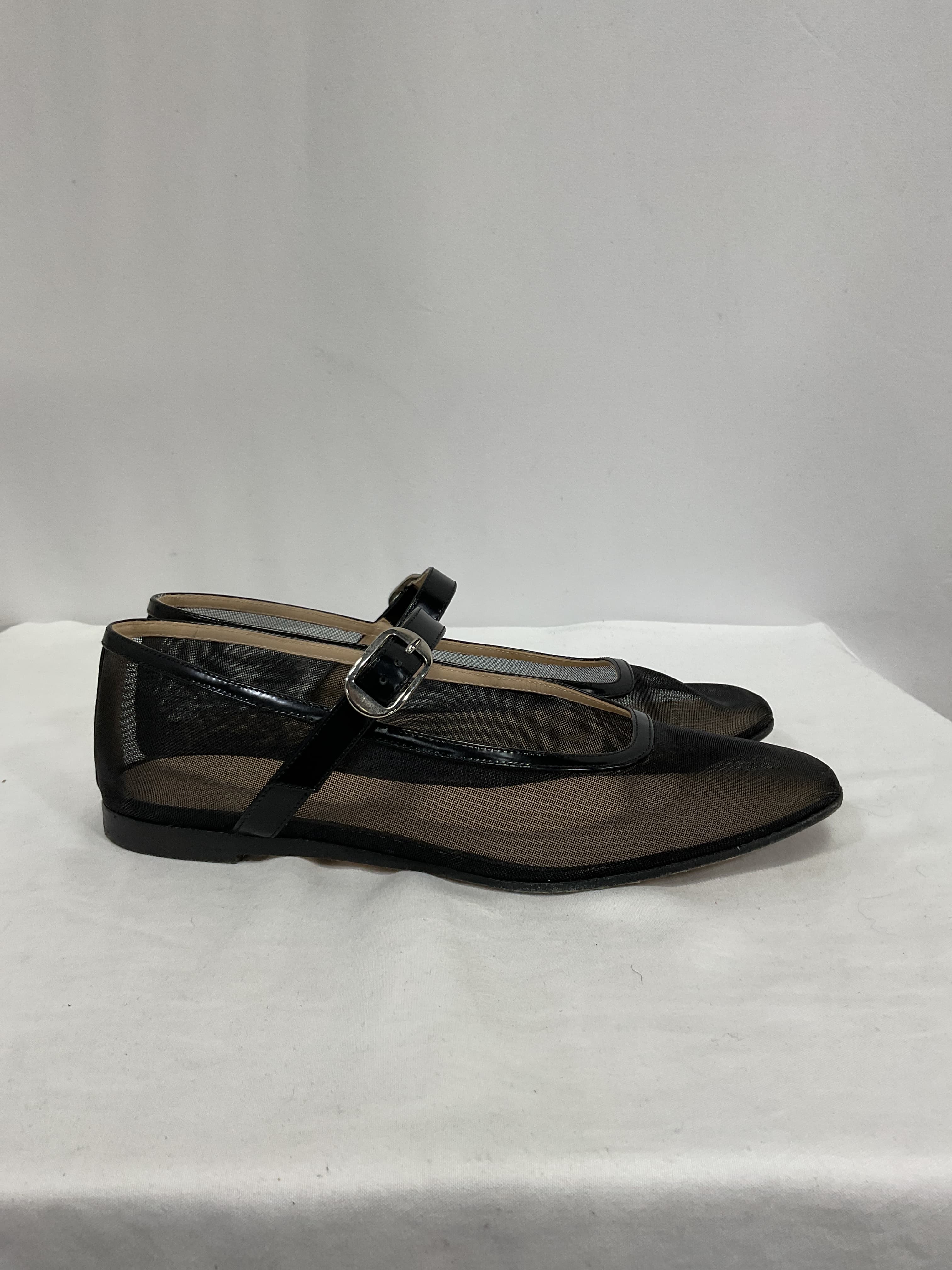 Patent Leather-Trimmed Mesh Flats - Image 3