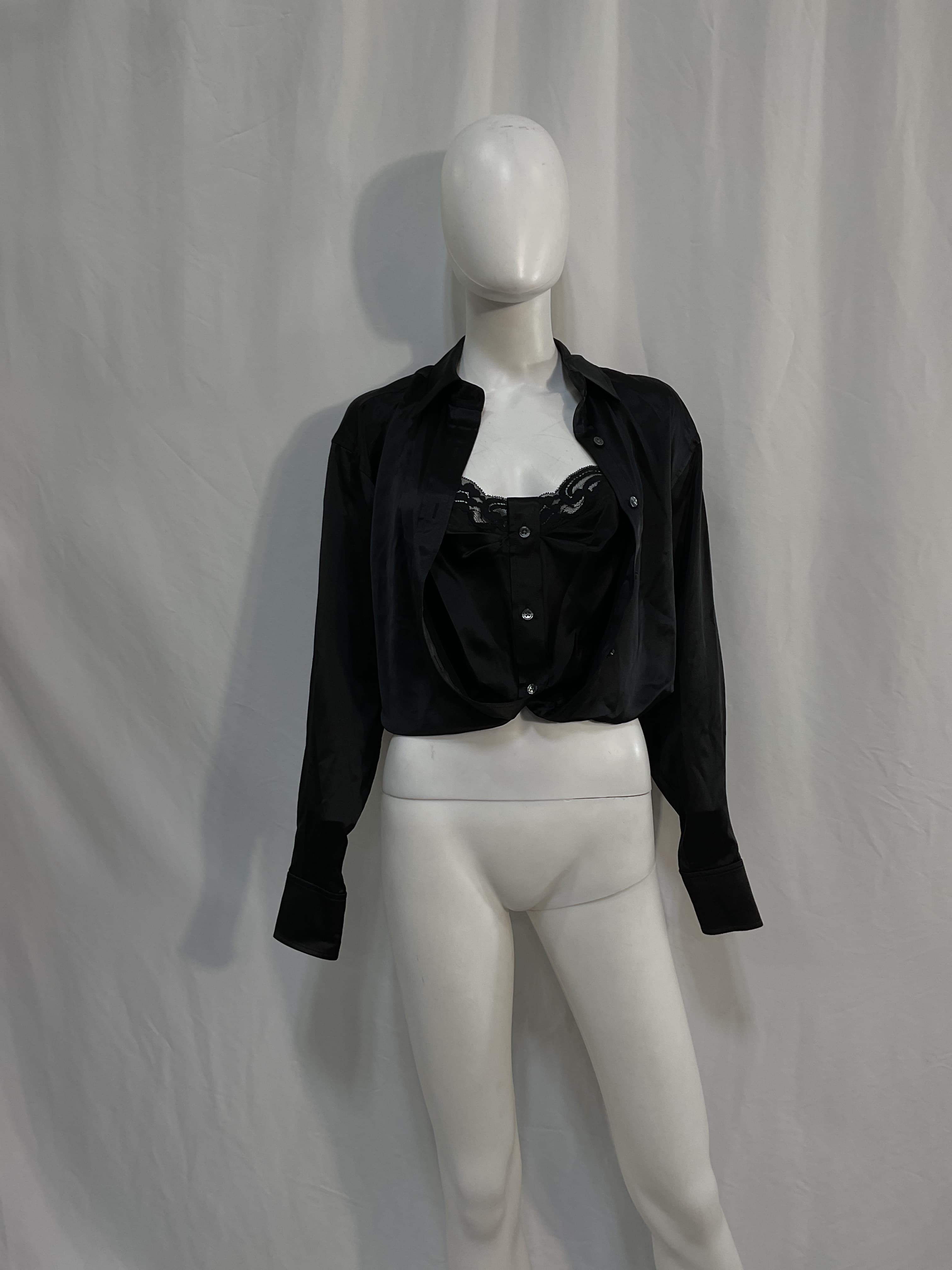 Button Down With Integrated Cami In Black - Image 2
