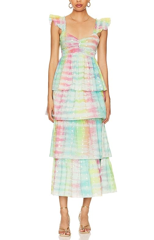 Leola Midi Dress In Rainbow - Image 1