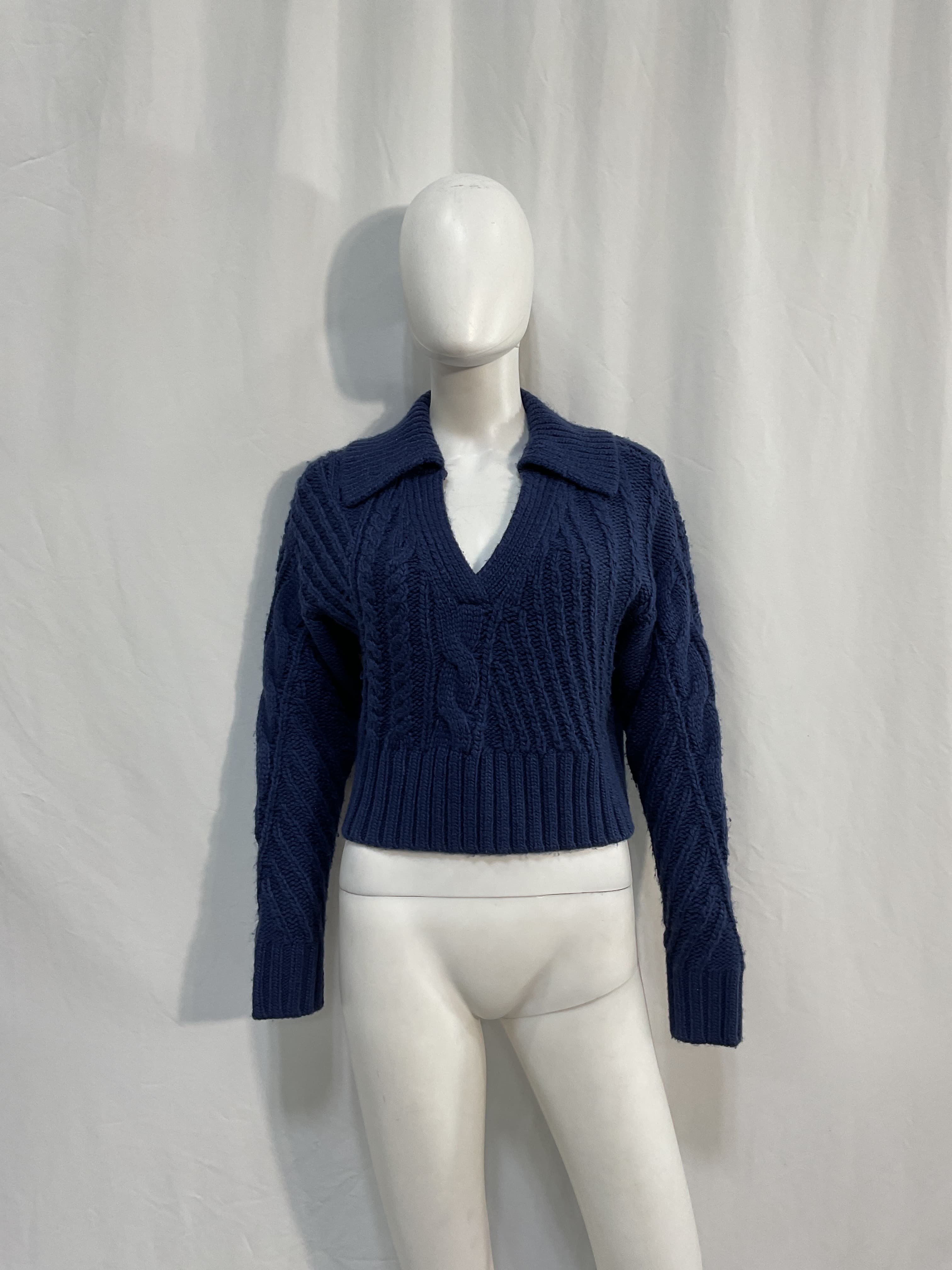 Galiena Cable Sweater In Dark Navy - Image 2
