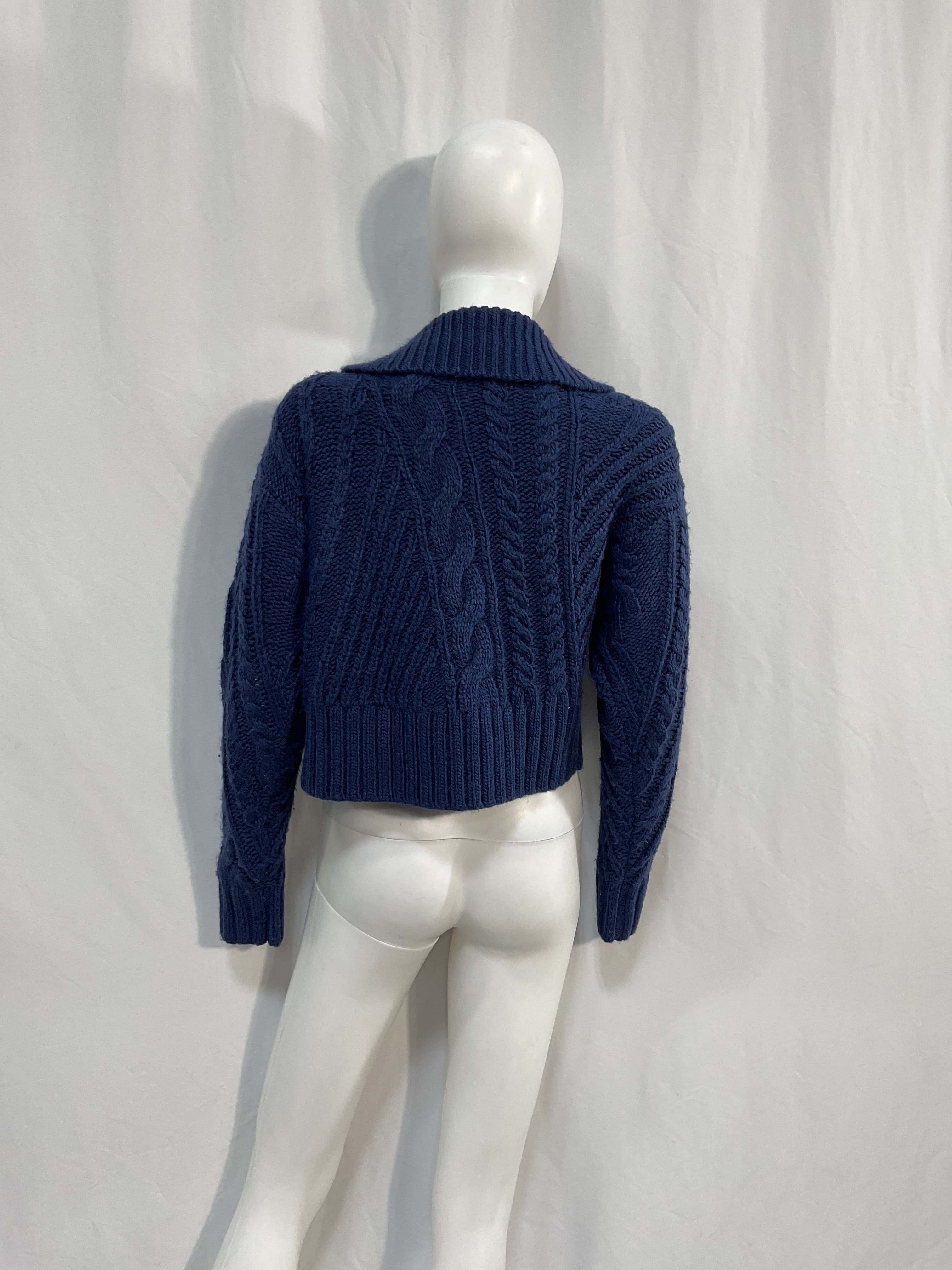Galiena Cable Sweater In Dark Navy - Image 3