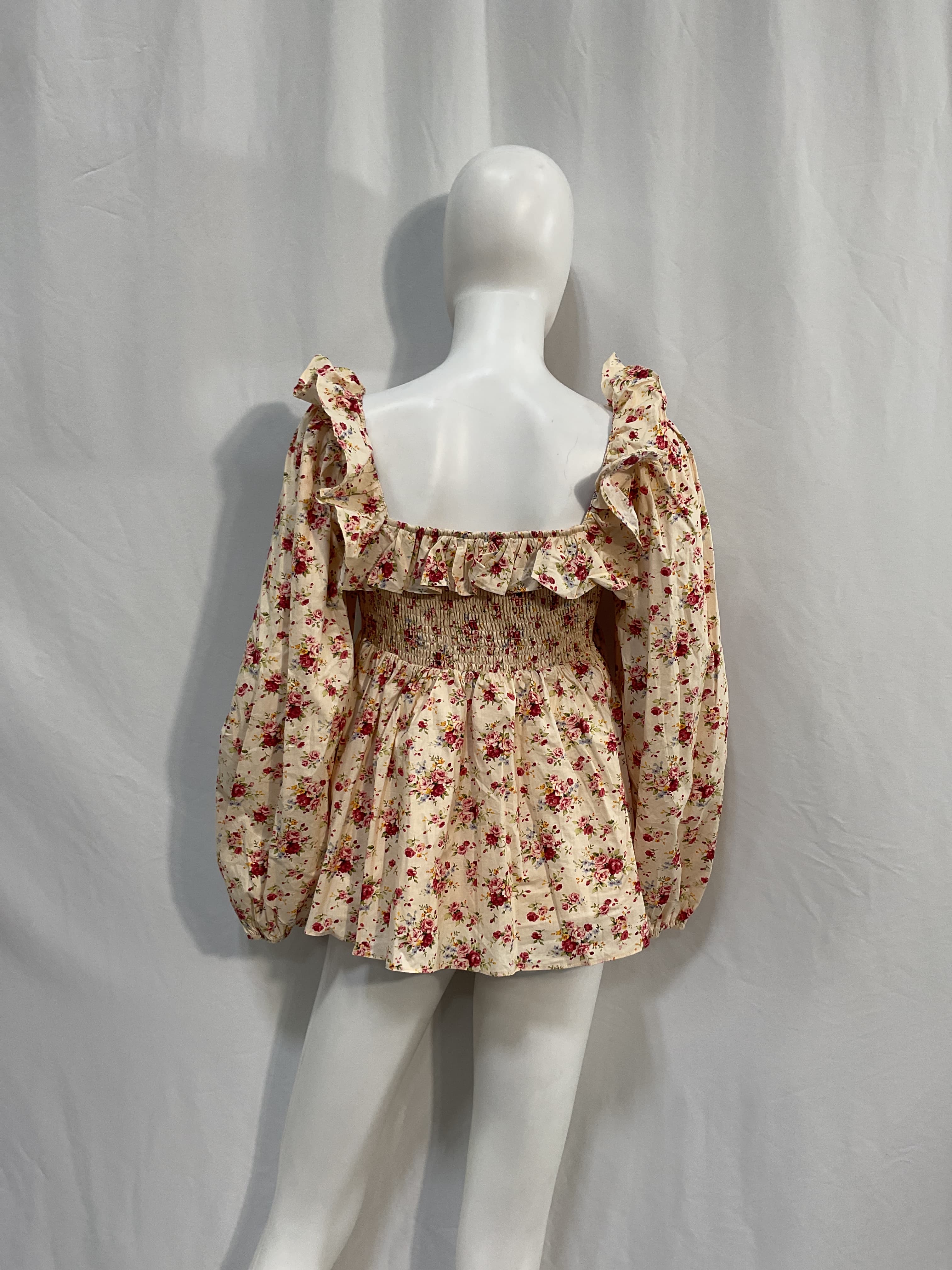 Cream Floral Ruffle Sleeve Addison Blouse - Image 3