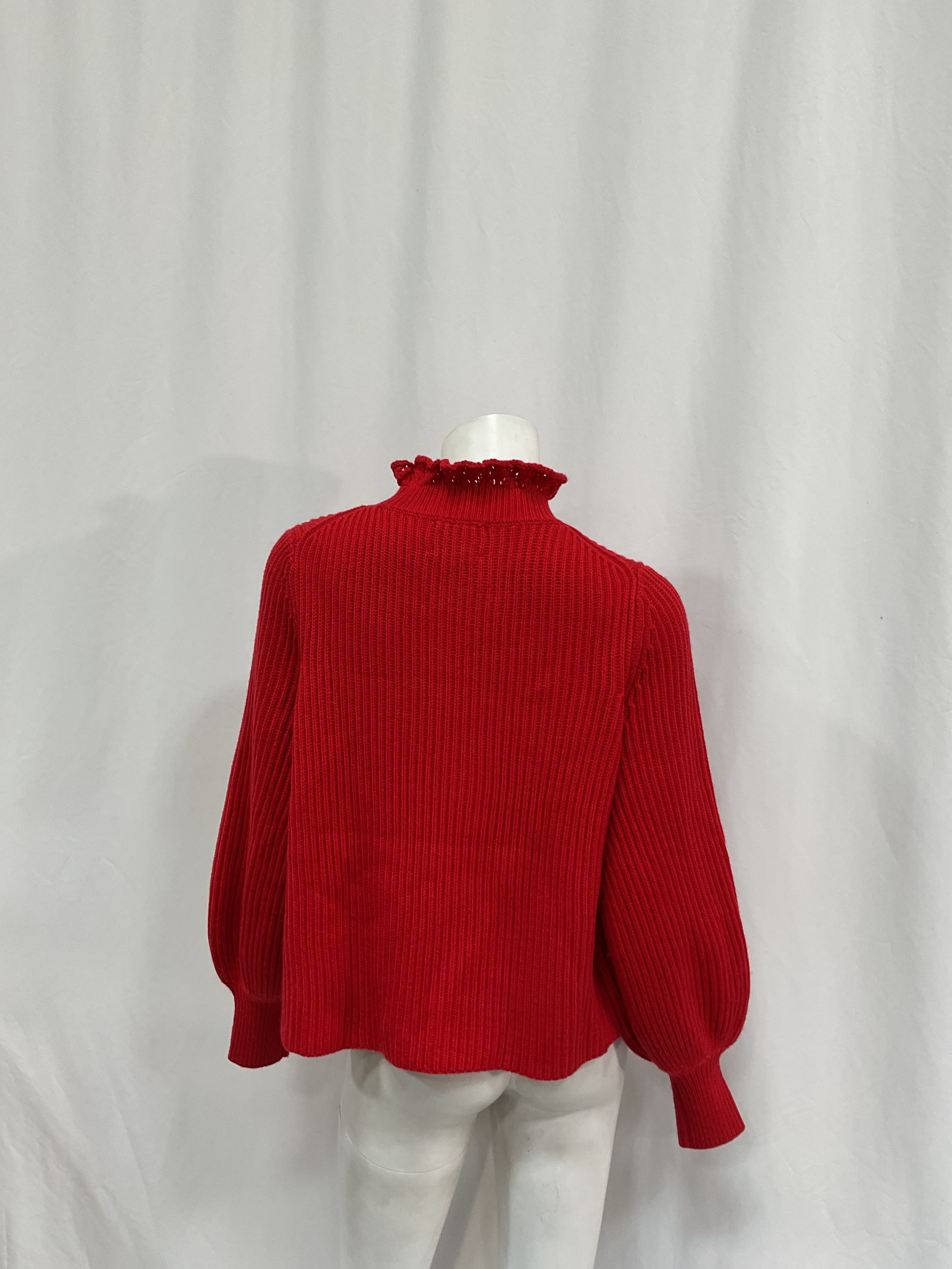 Red Ruffle Neck Delphine Sweater - Image 4