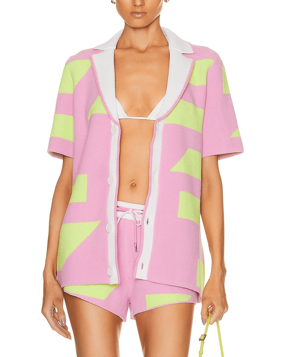 Lei Shirt In Stripe Pink & Green - Image 1