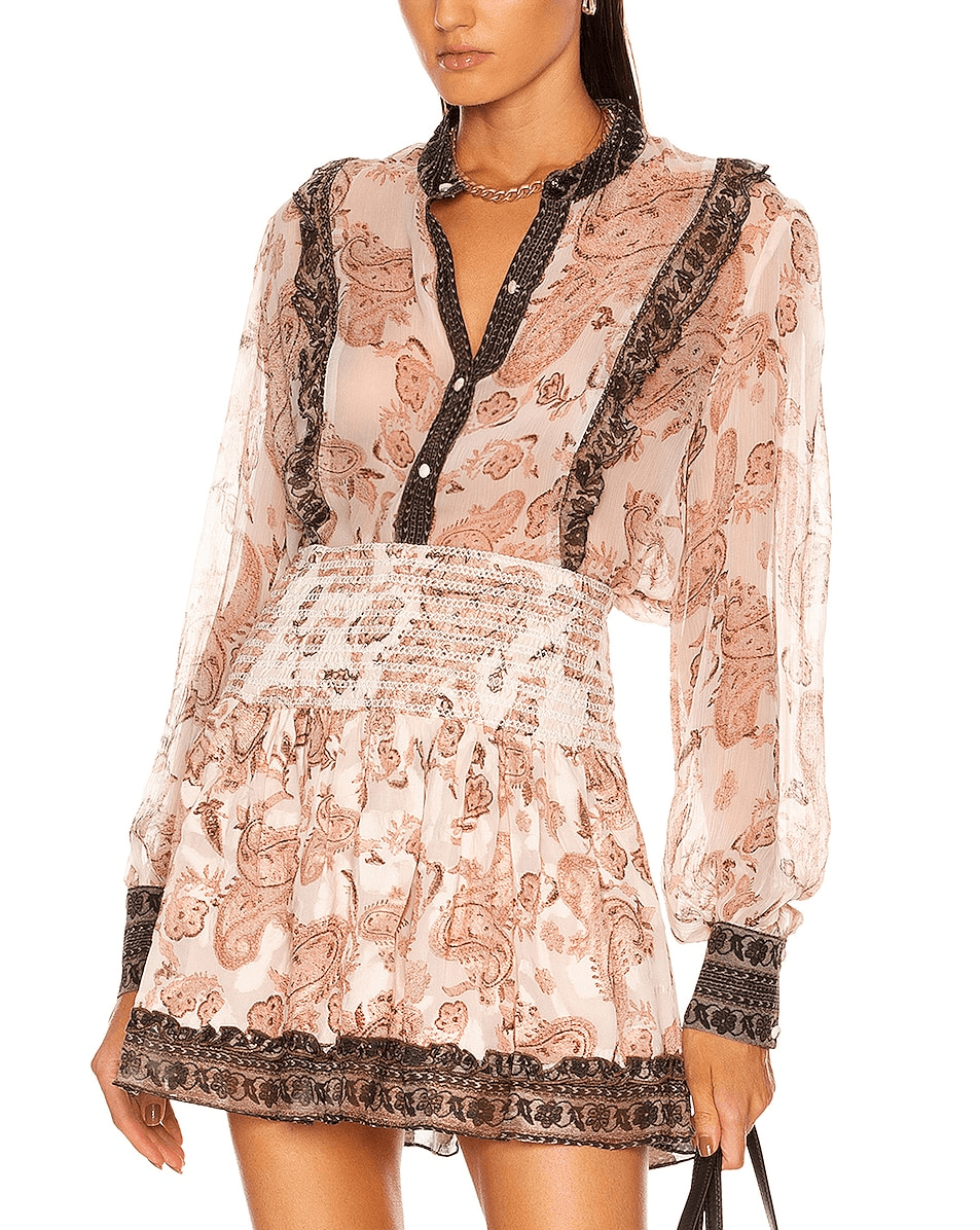 Luana Frilly Shirt In Black & White - Image 1