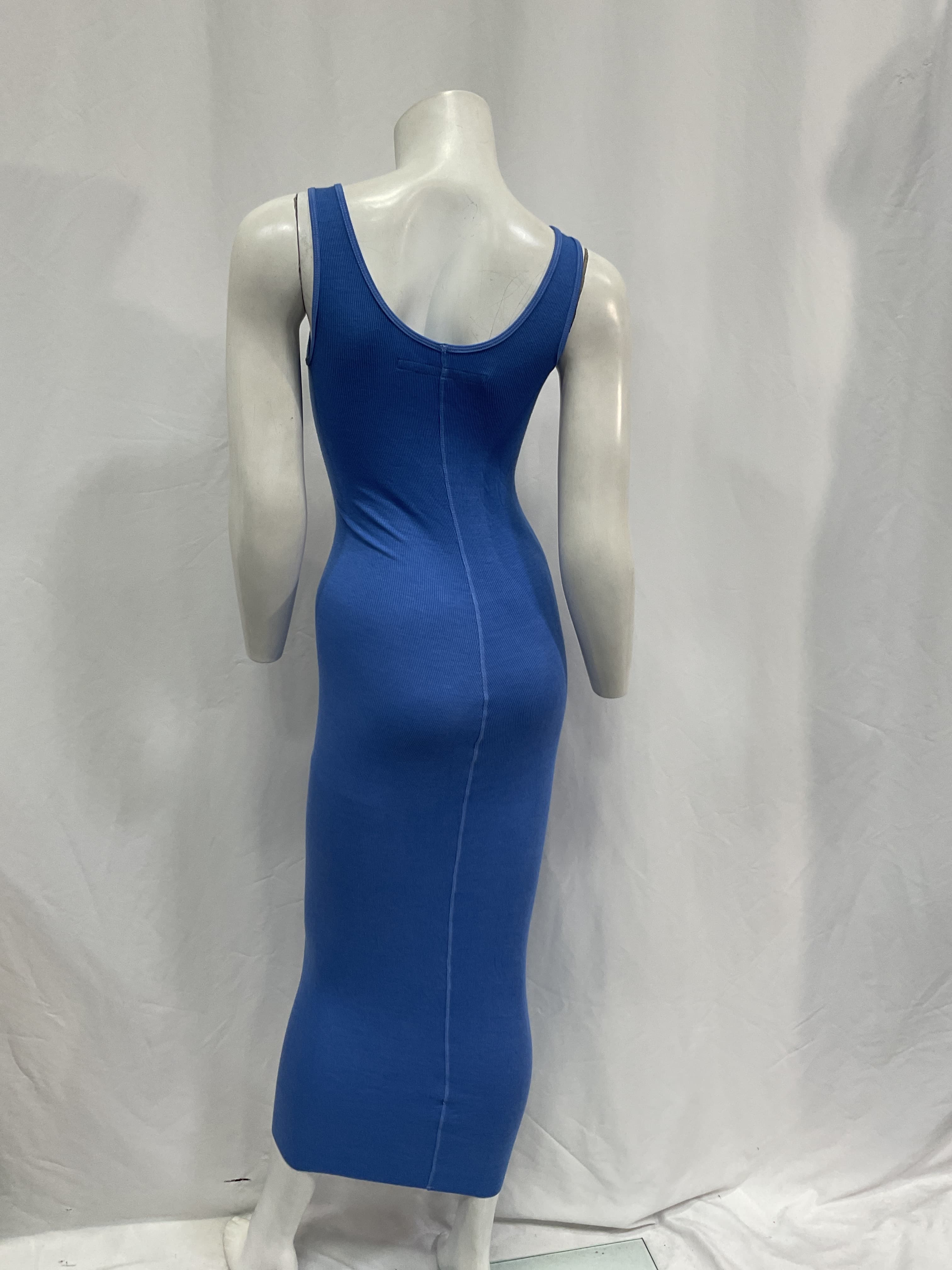 Silk Rib Maxi Tank Dress In Cornflower - Image 3