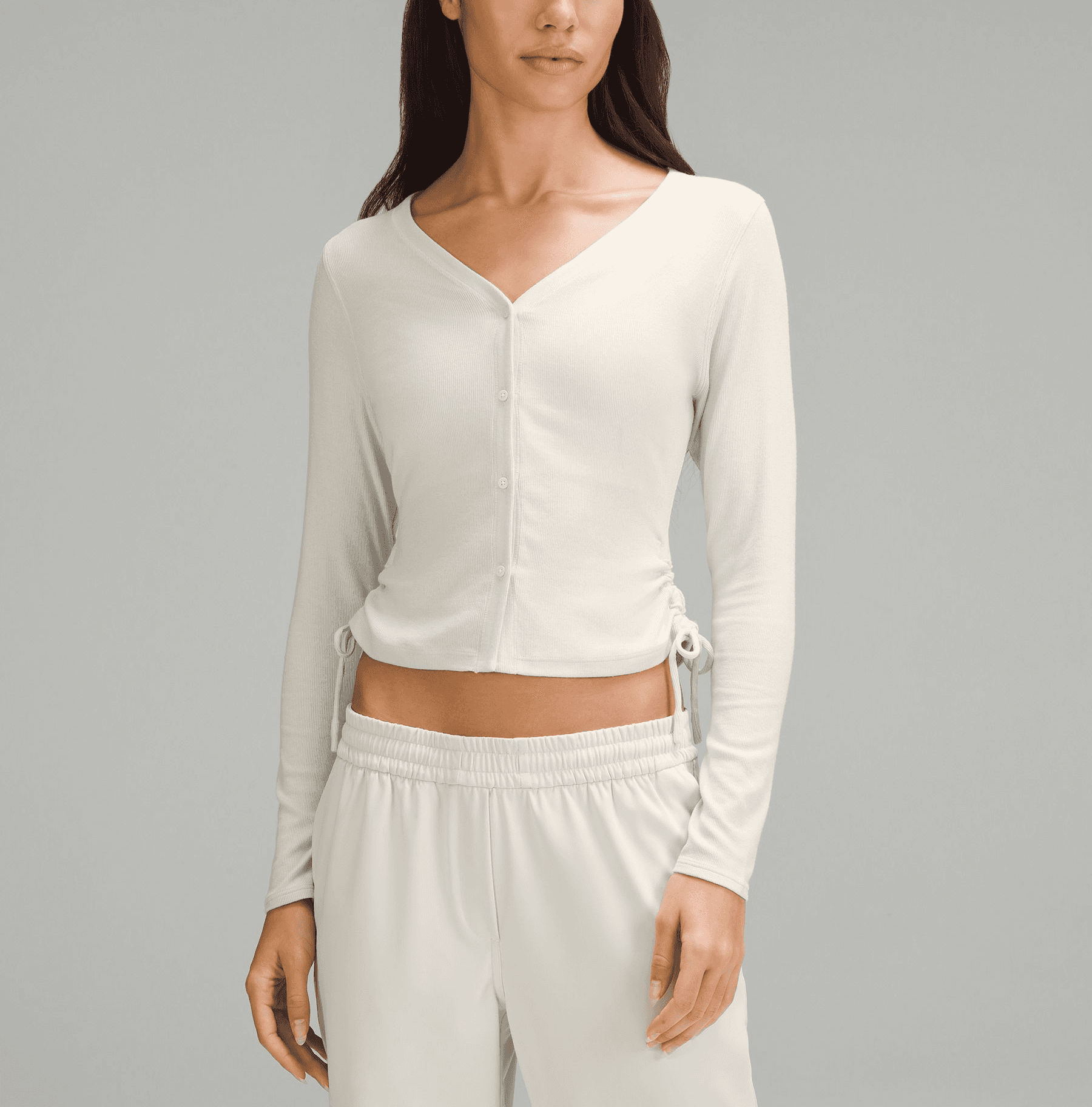 Side-Cinch Ribbed Cardigan - Image 1