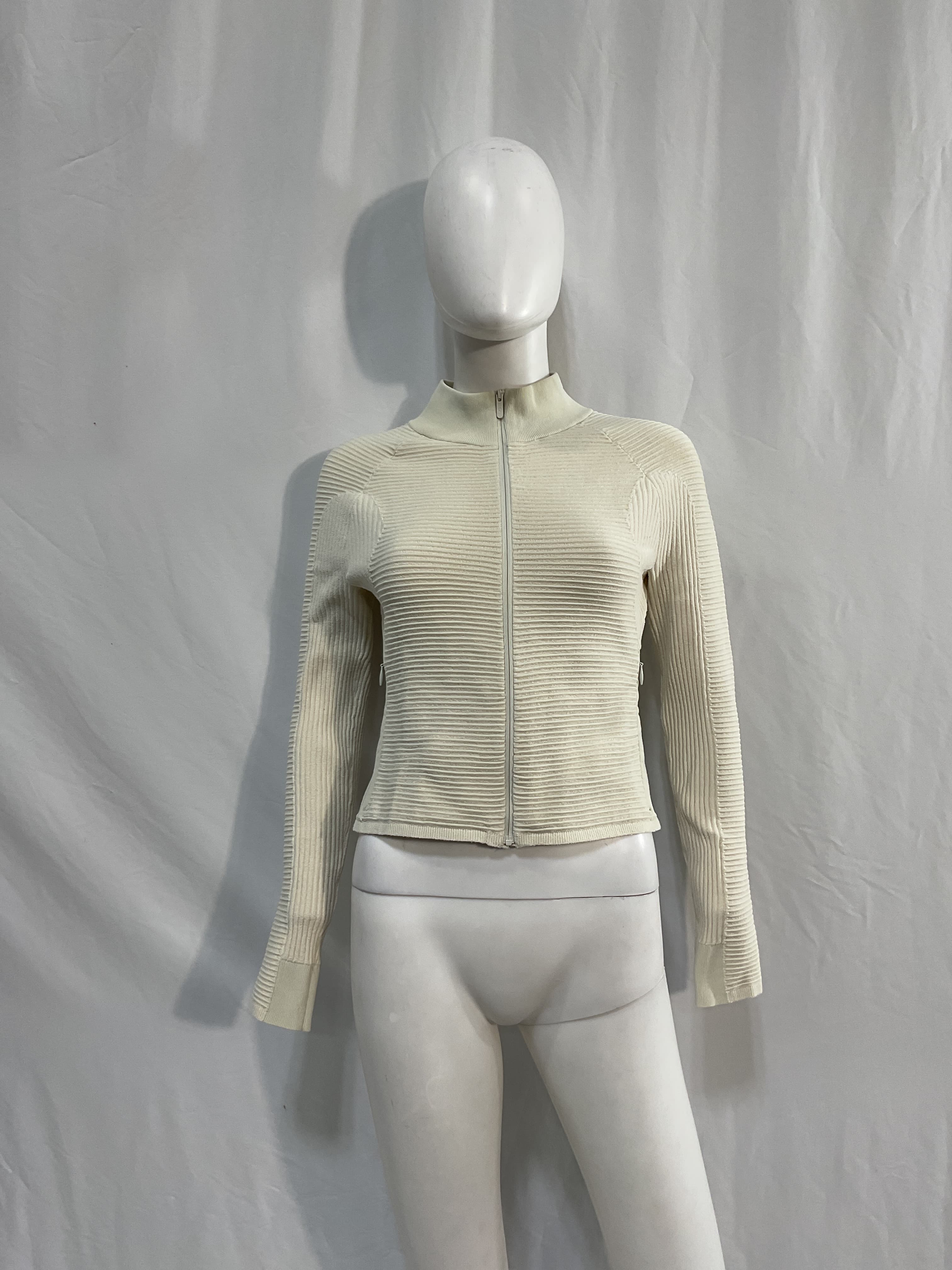 Mixed Rib-Knit Zip Up - Image 2