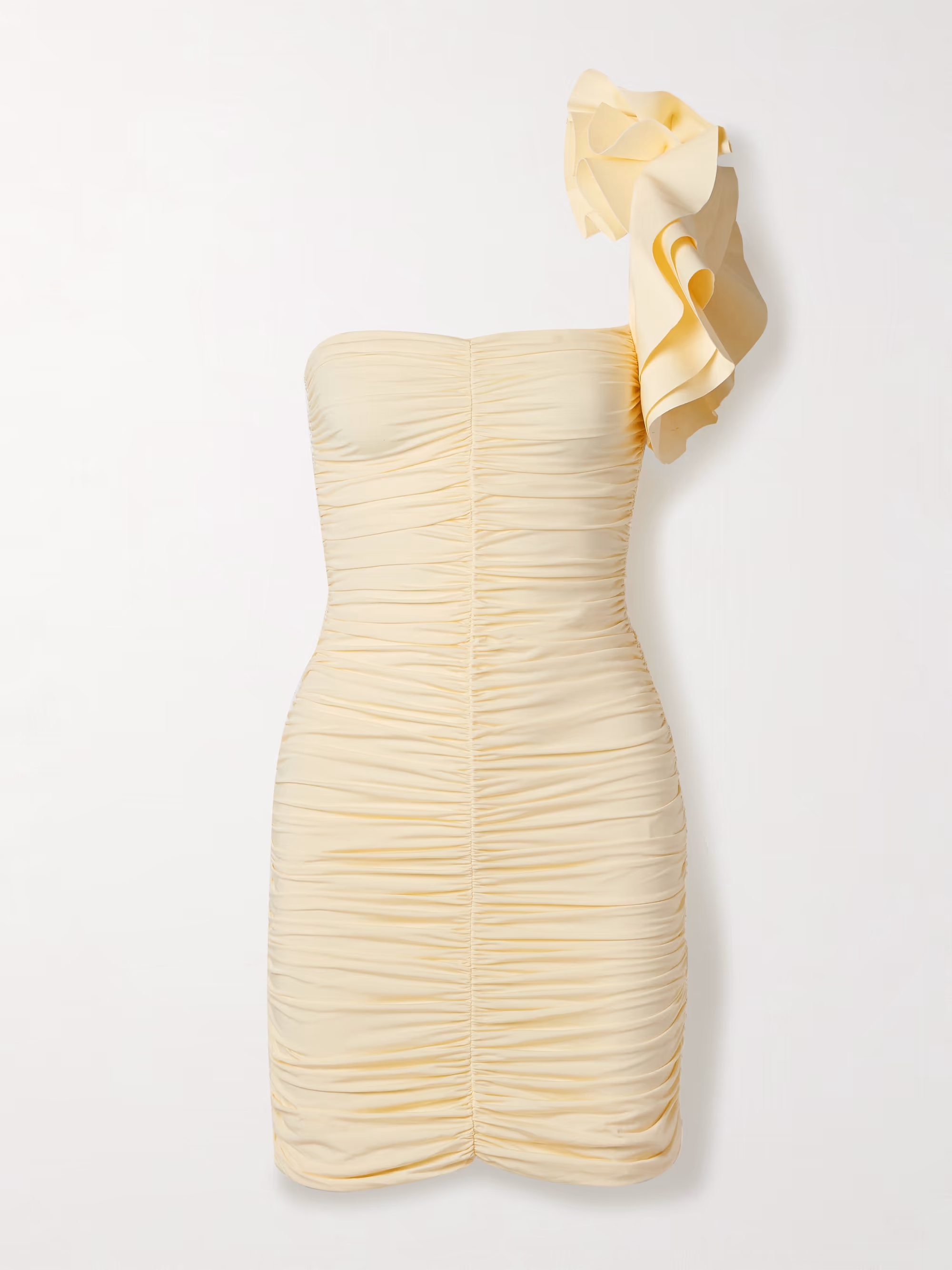 Equinoccio One-Shoulder Ruched Stretch-Jersey Mini Dress - Image 1