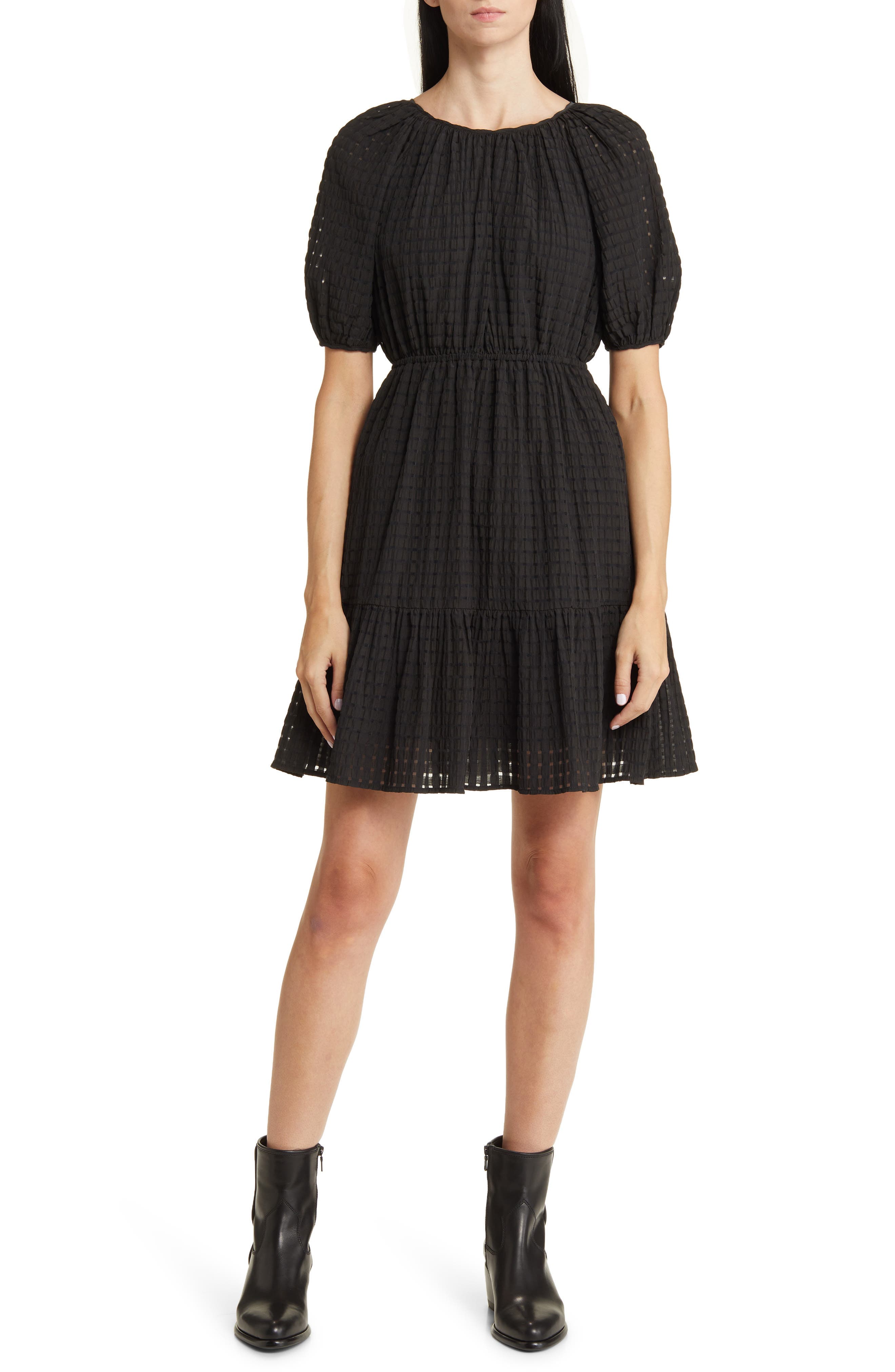 Khloe Puff Sleeve Seersucker Dress - Image 1