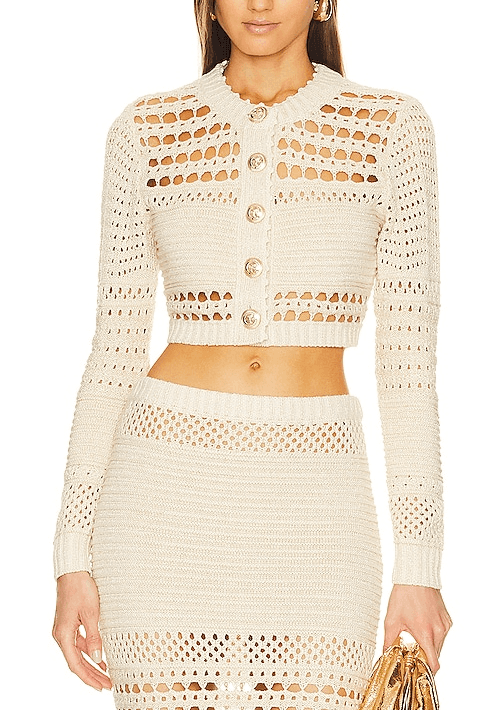 Nico Cardigan In Ivory/Gold - Image 1