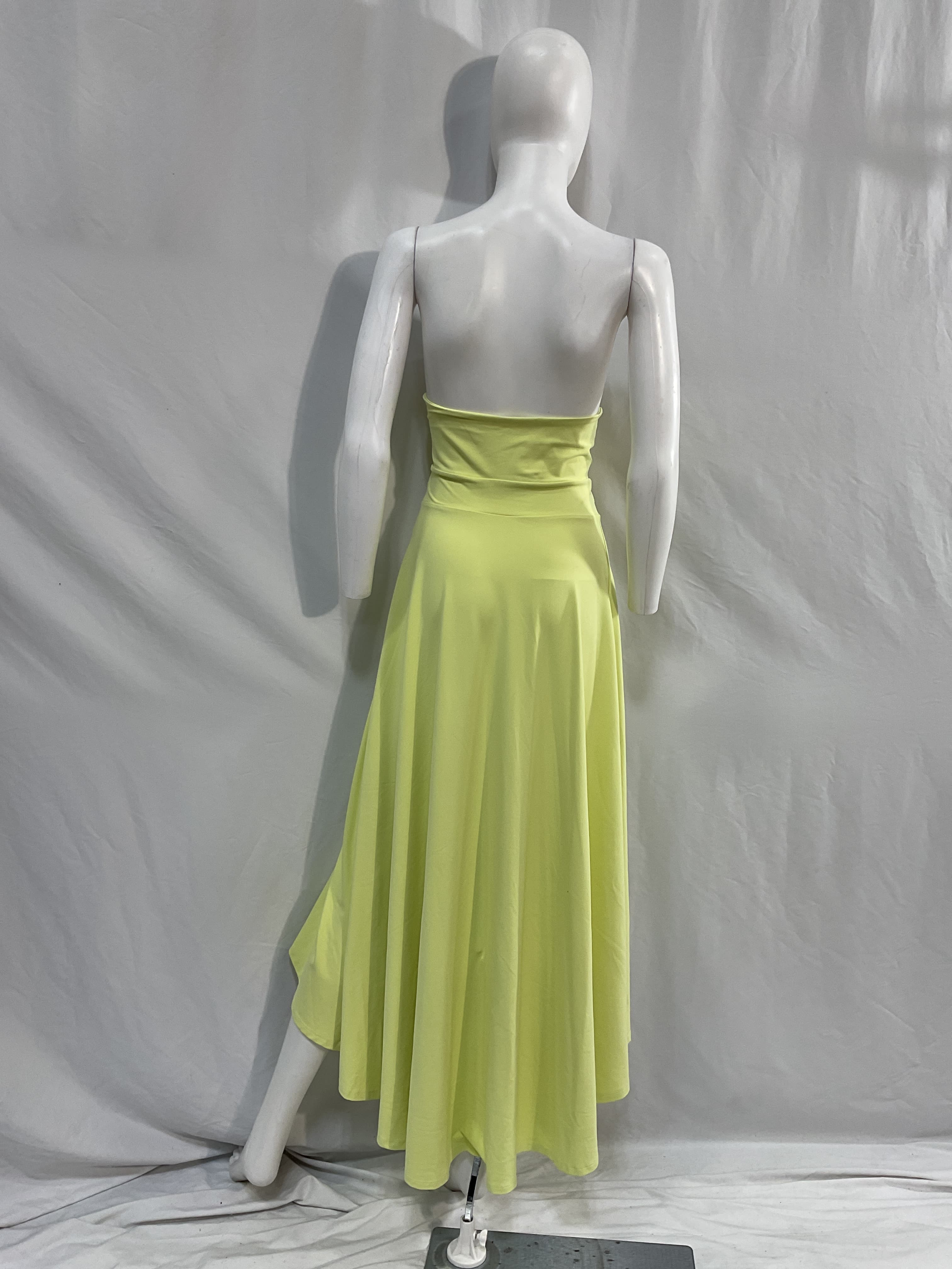 High Low Dress In Pale Lime - Image 2