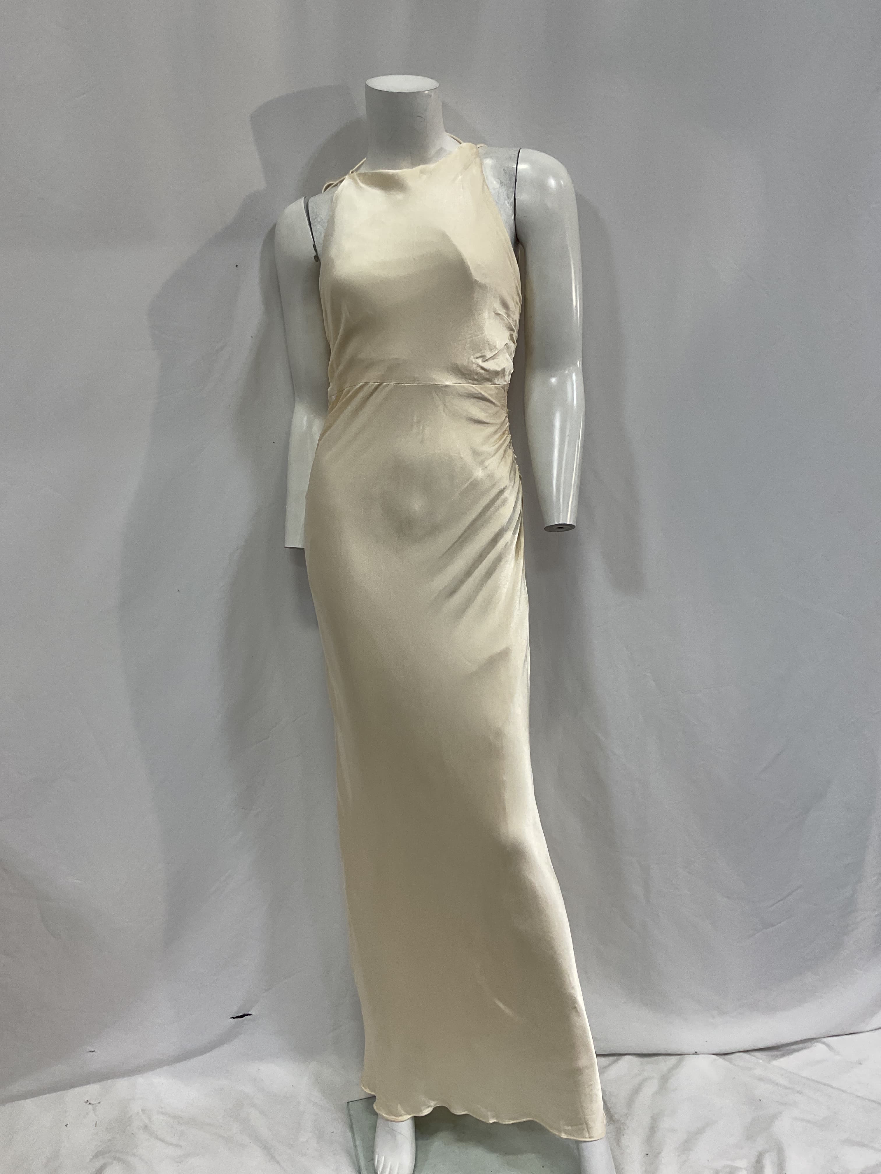 La Lune High Neck Ruched Maxi Dress - Cream - Image 2