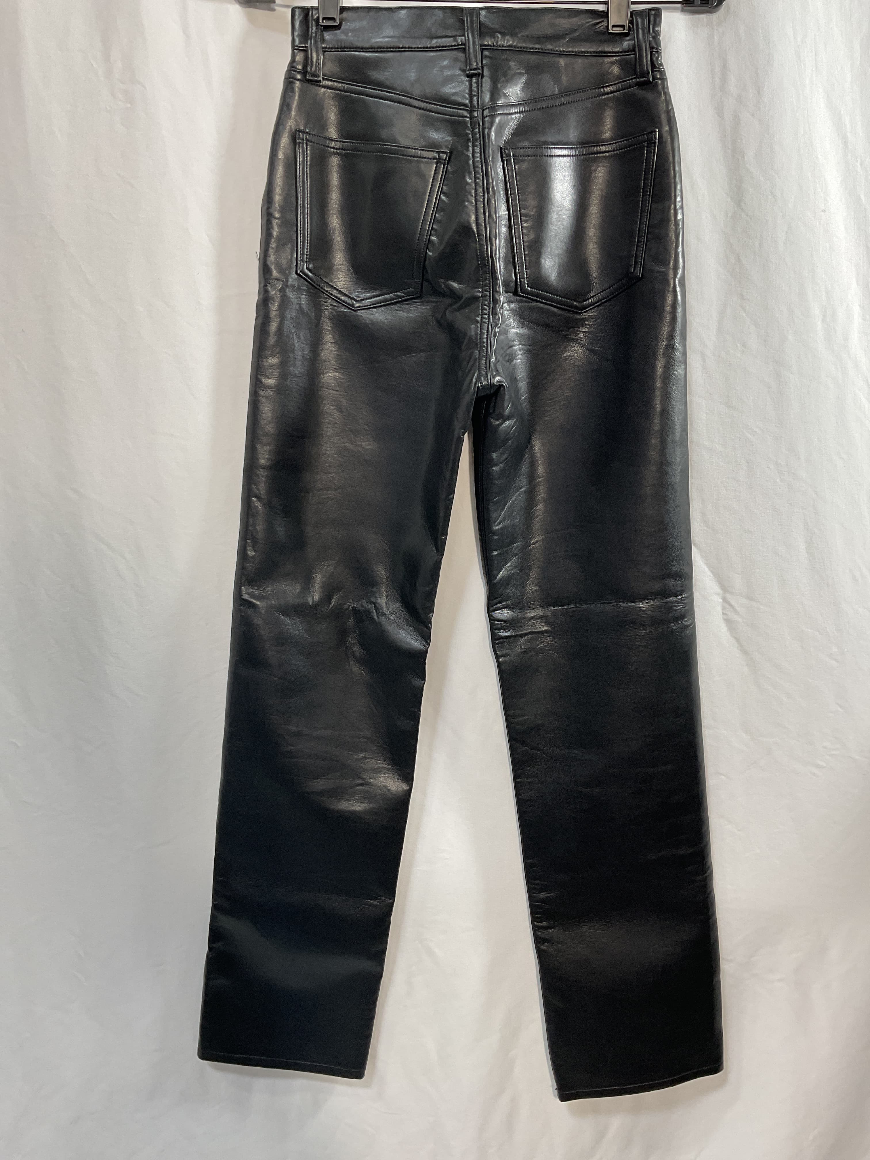Recycled Leather 90's Pinch Waist: High Rise Straight Jeans - Image 3