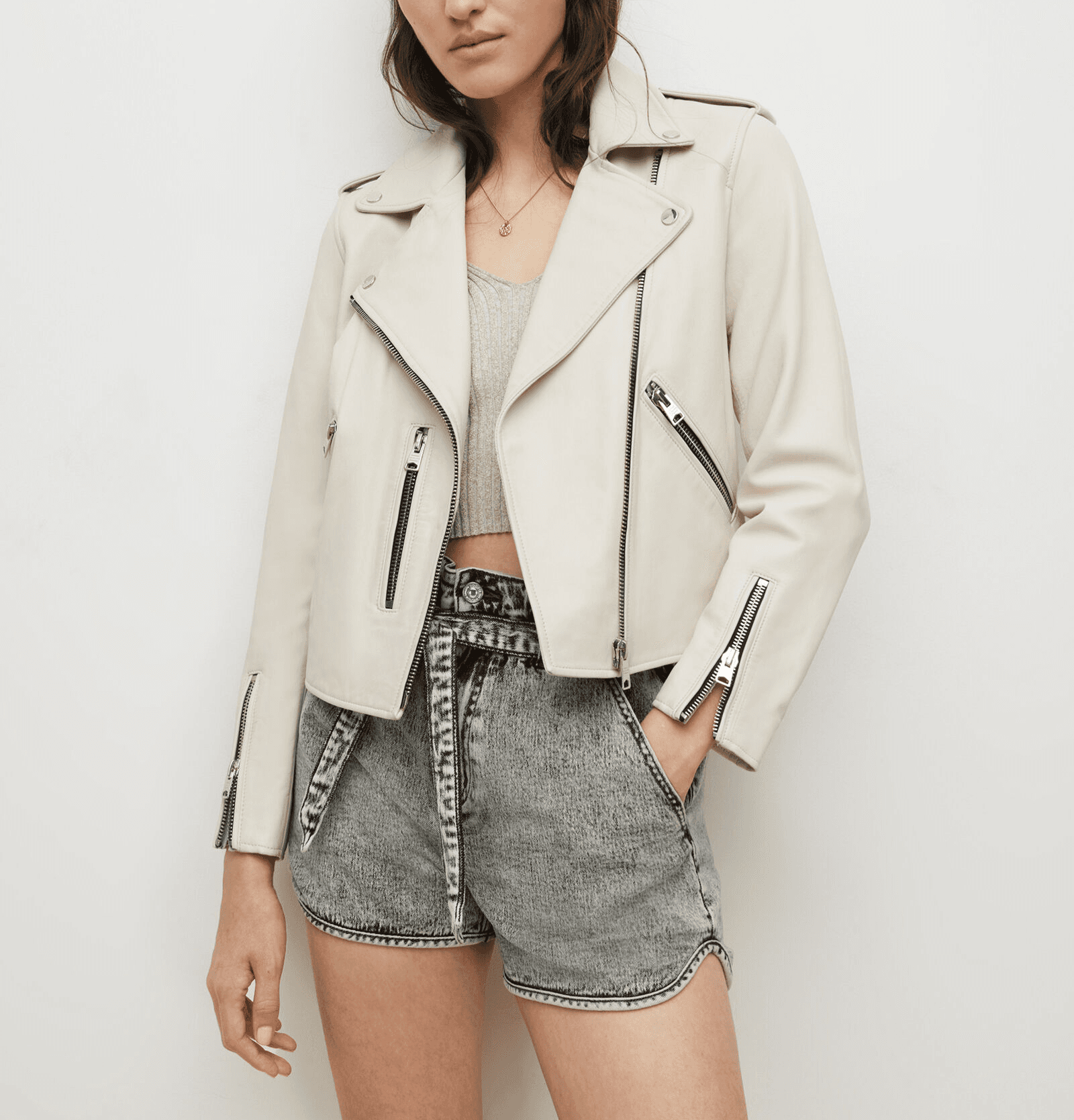Fern Leather Biker Jacket - Image 3