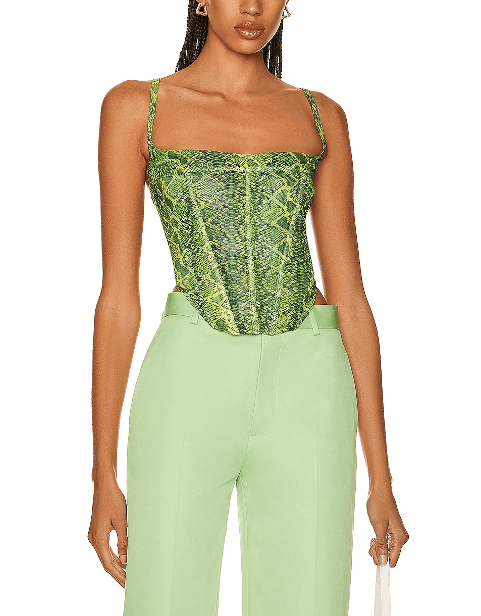 Love Corset Top In Lime Python - Image 1