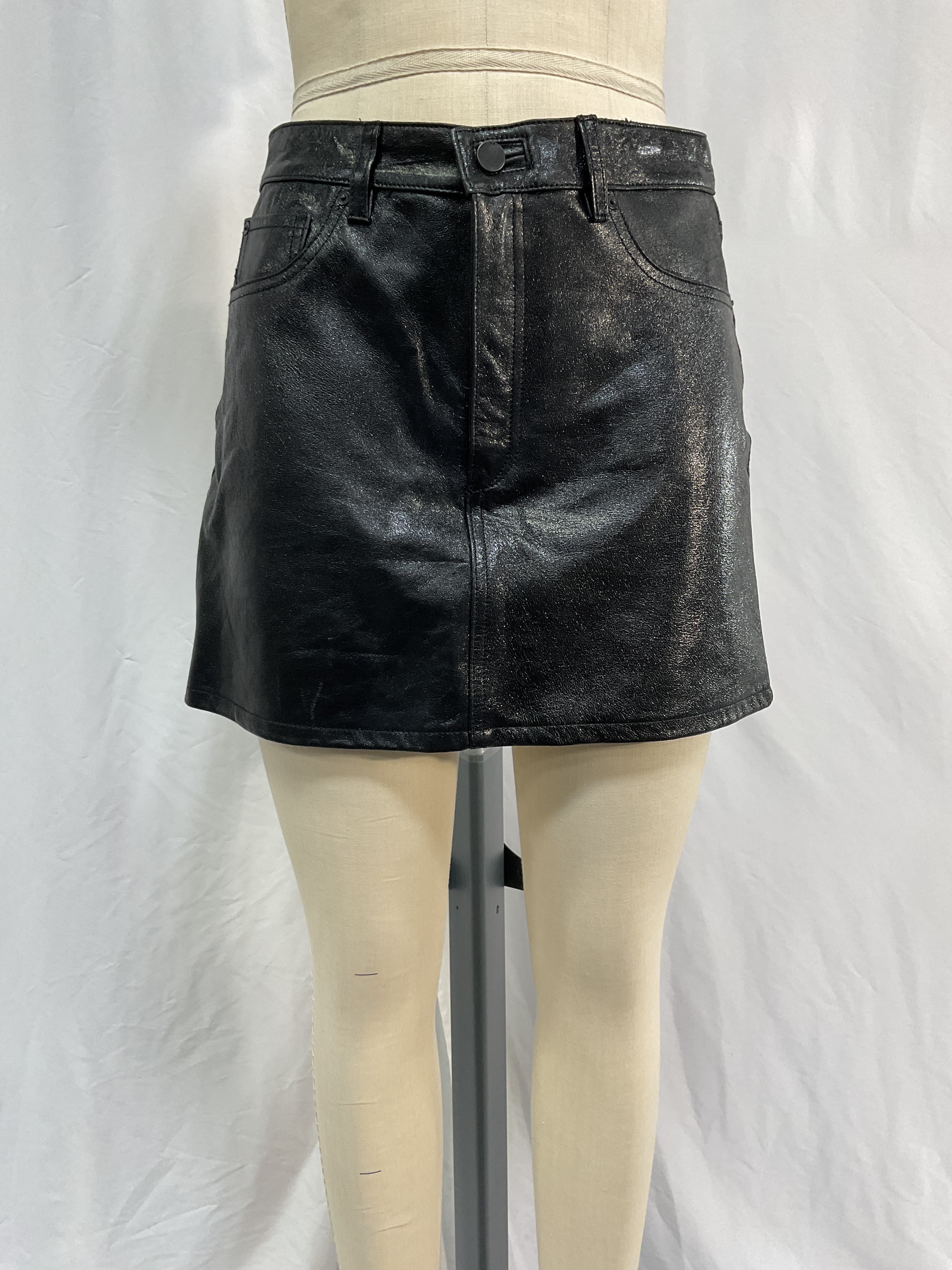 Alma A Line Leather Mini Skirt - Image 3
