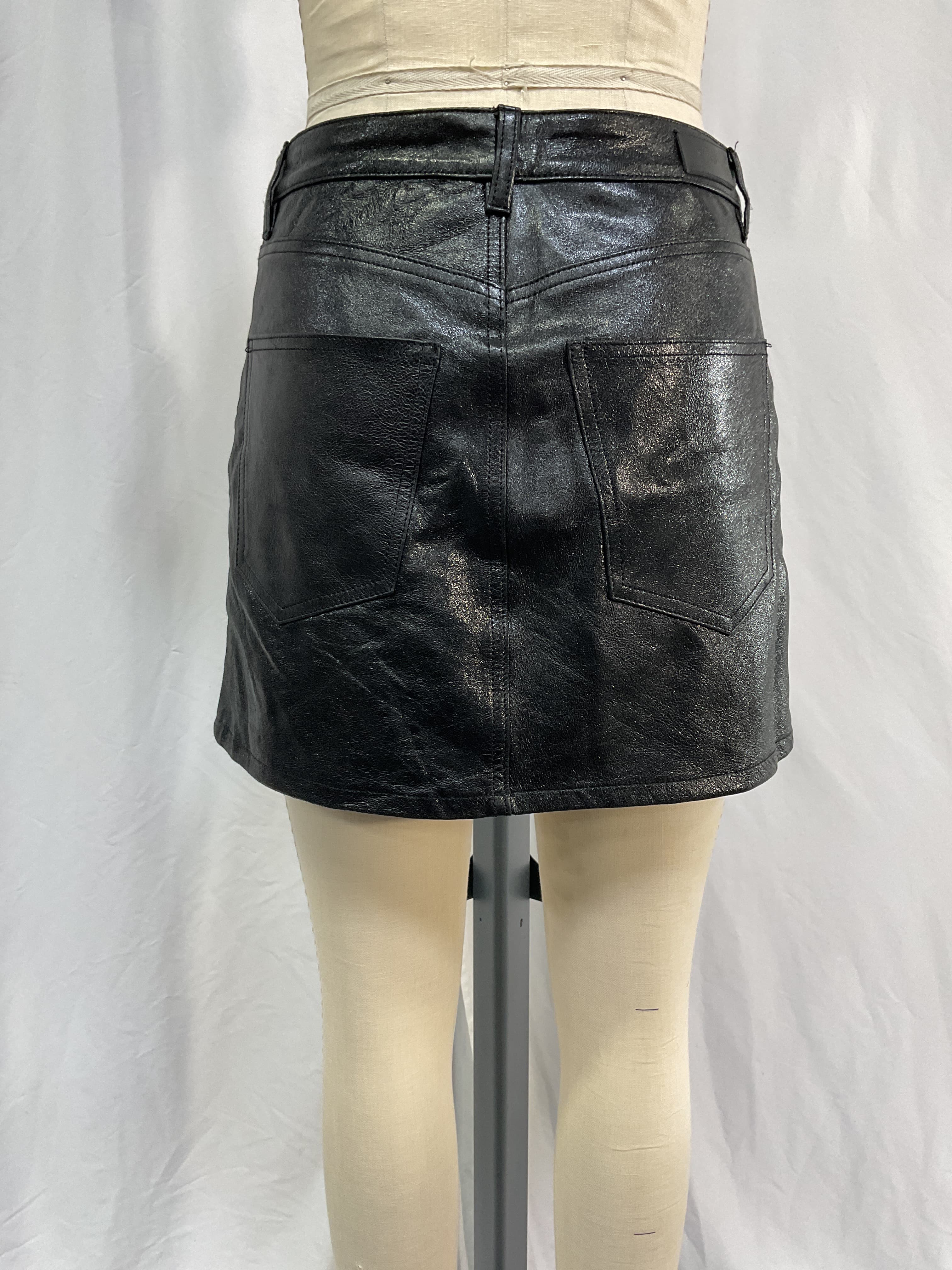 Alma A Line Leather Mini Skirt - Image 2
