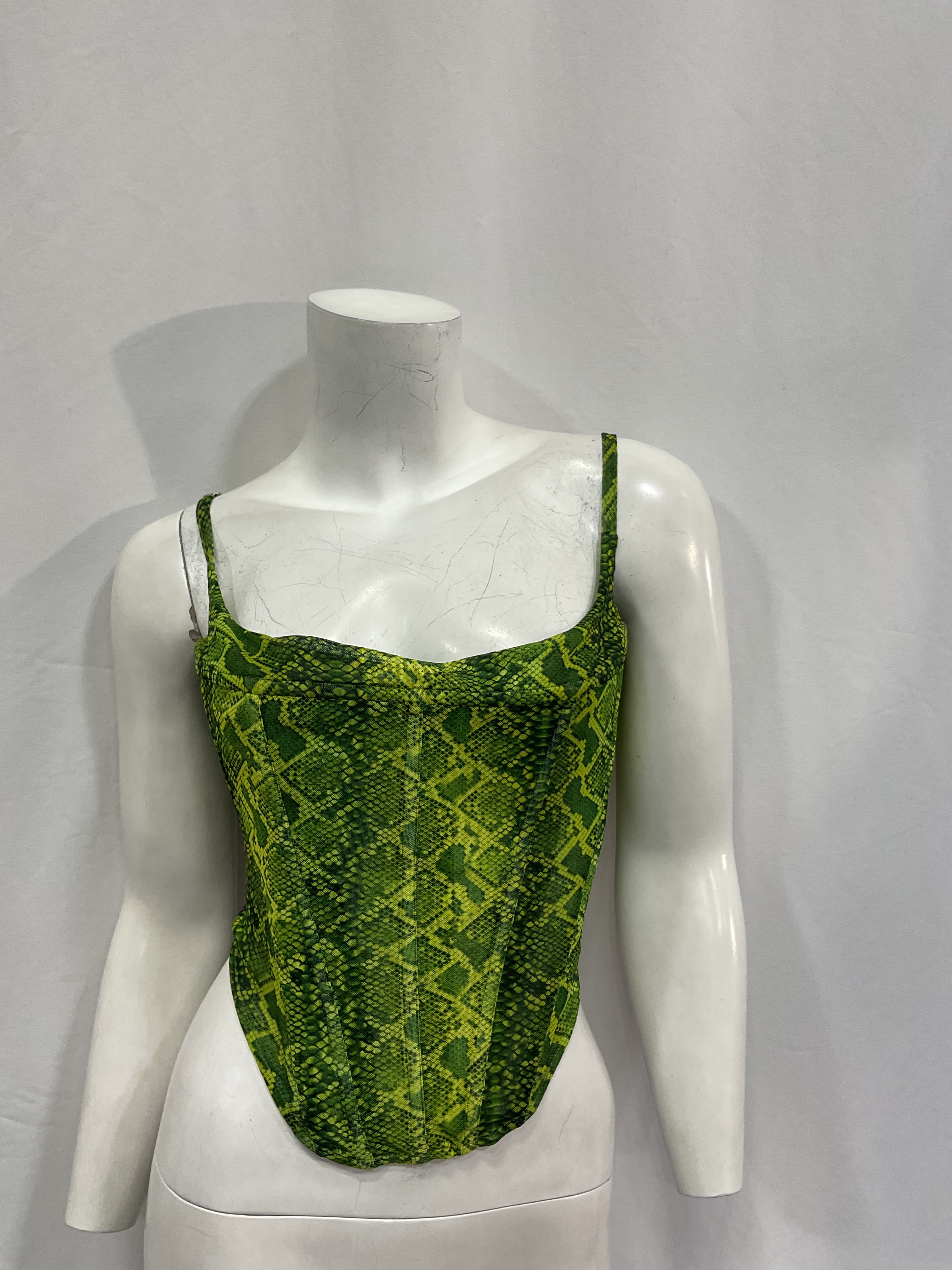 Love Corset Top In Lime Python - Image 2