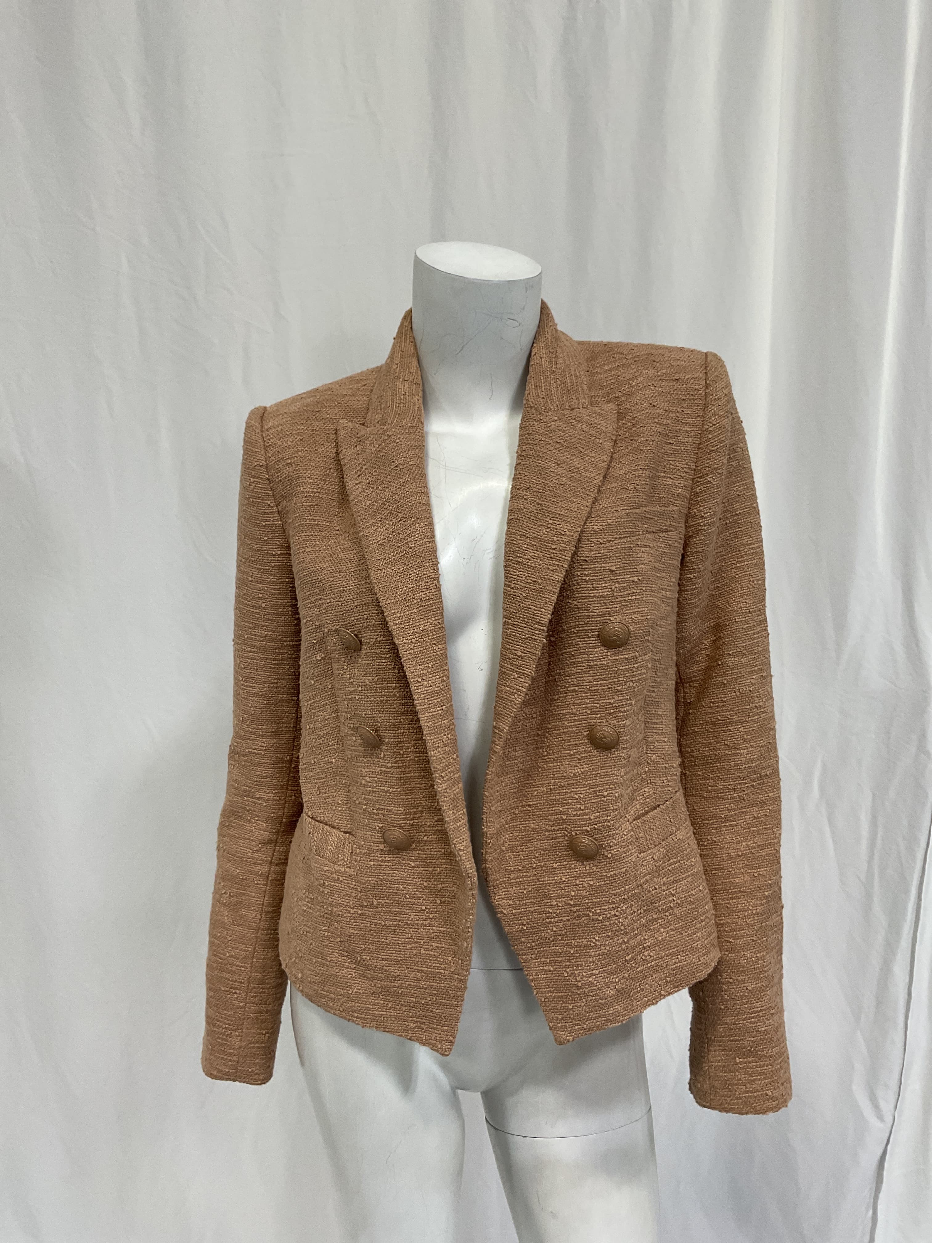 Brooke Double Breasted Crop Blazer In Praline - Image 4