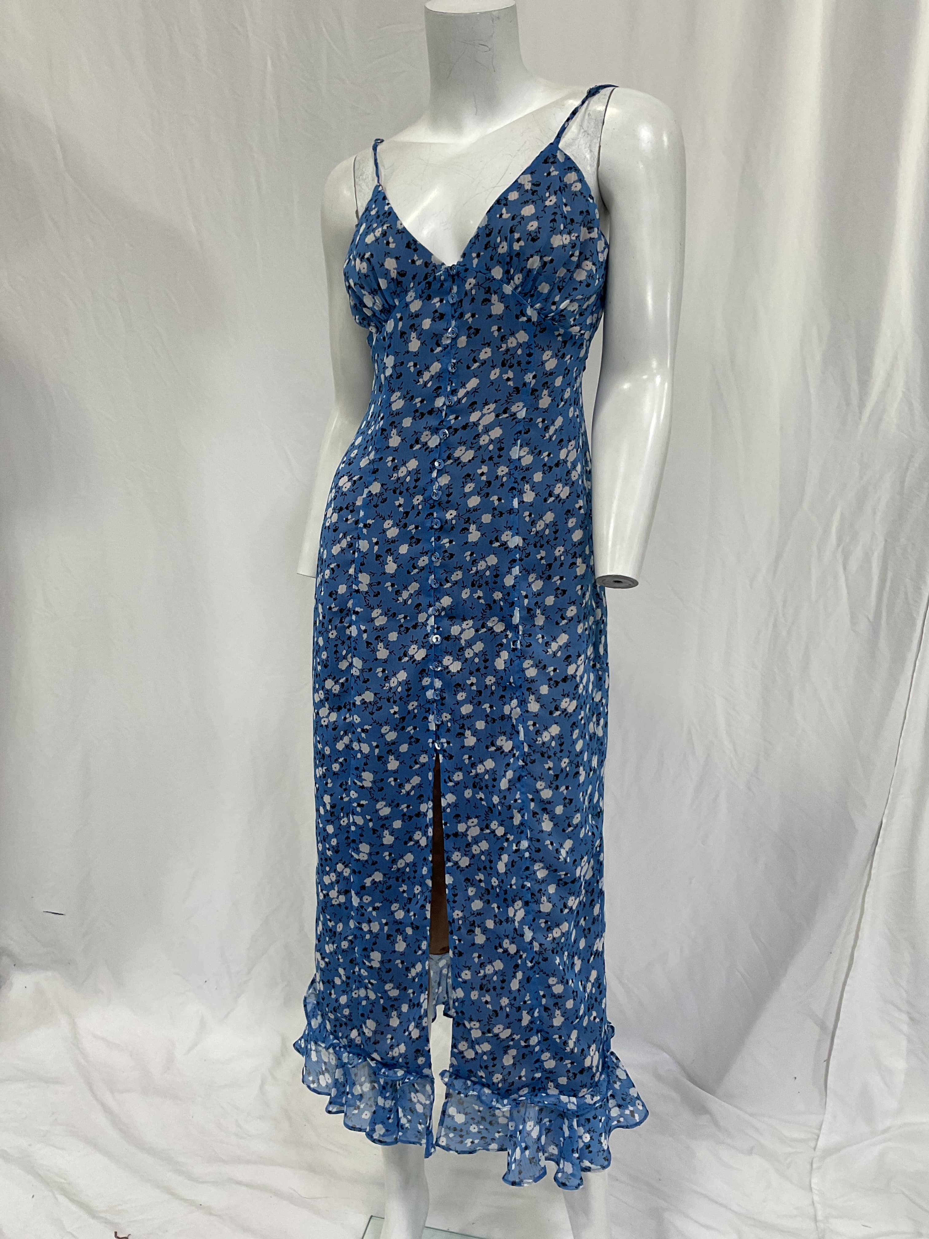 Quincy Midi Dress In Blue Ditsy - Image 3