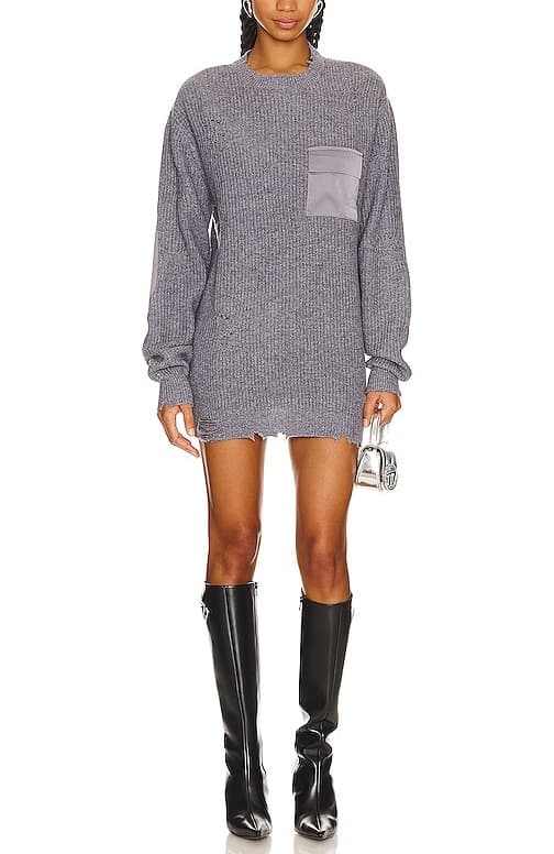 Wool Devin Sweater In Pewter - Image 1