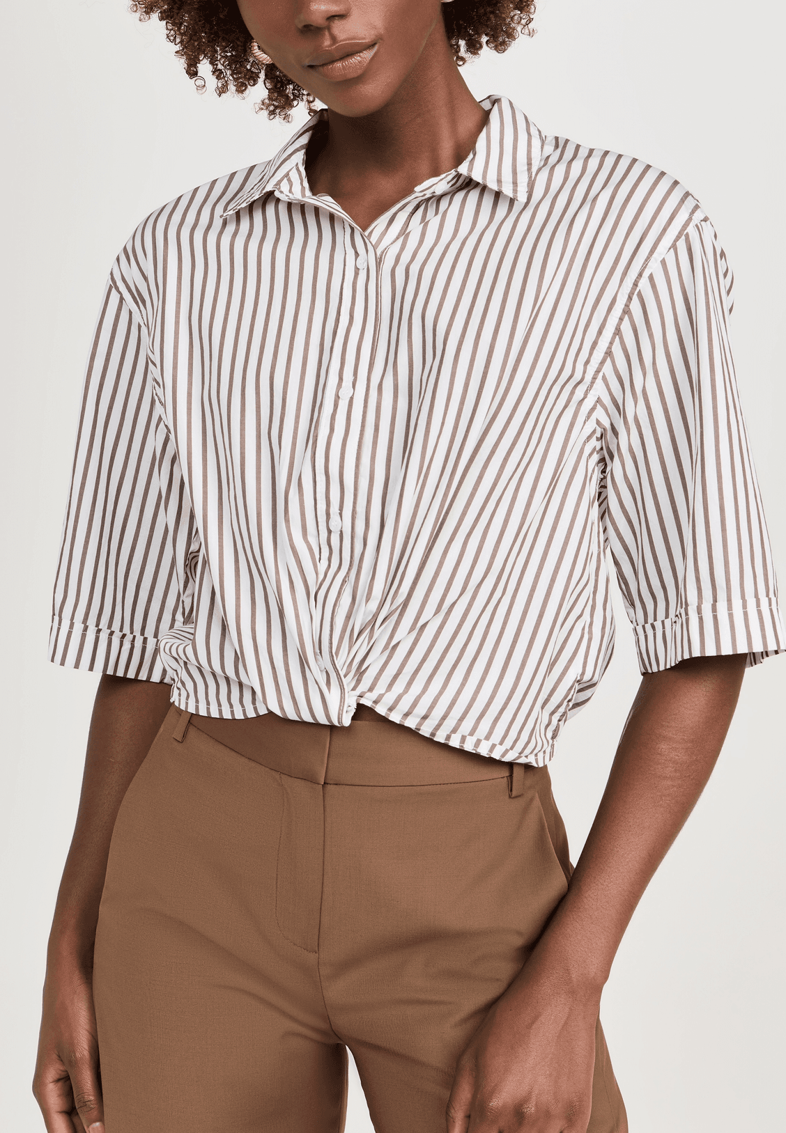 80s Poplin Striped Twist Shirt - Image 1