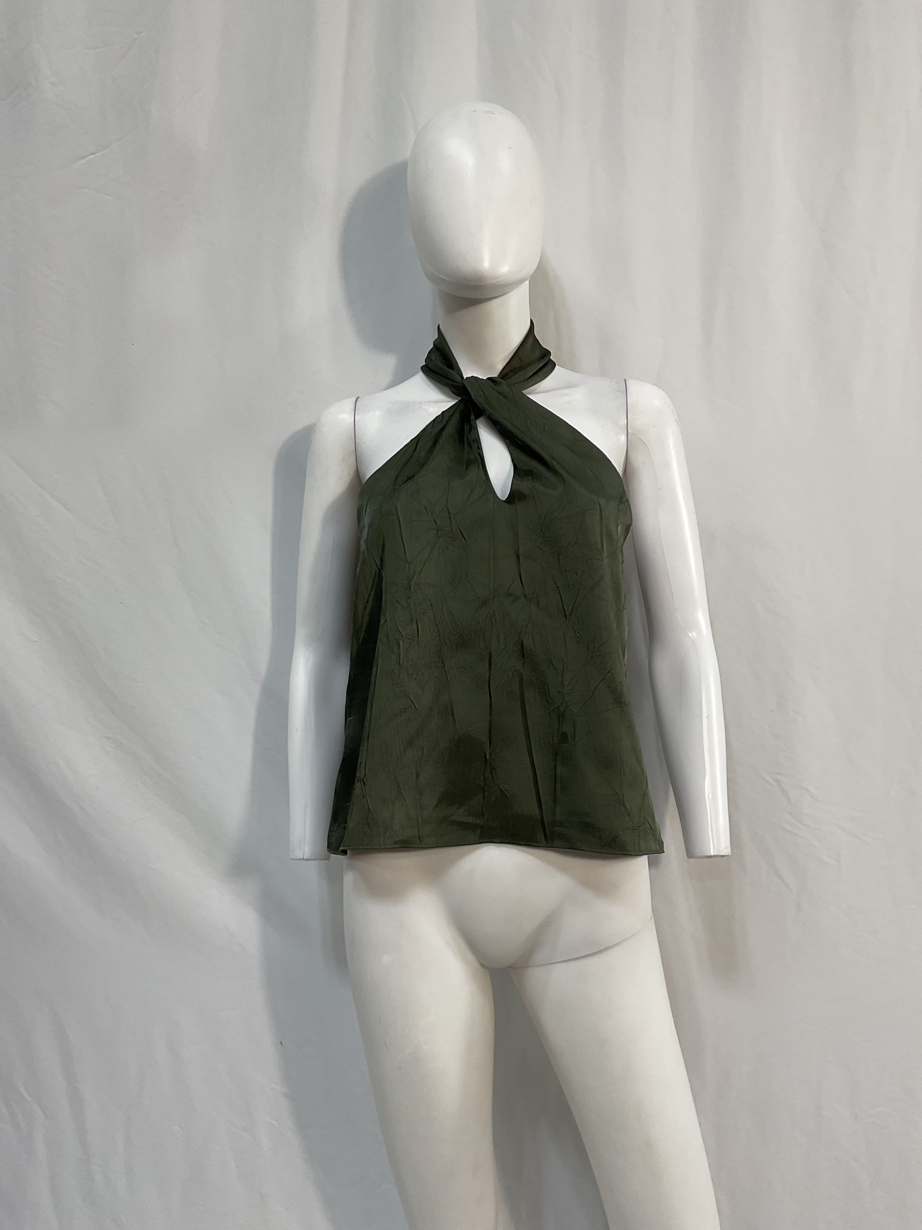 Katana Twist Front Halter Top In Army - Image 2
