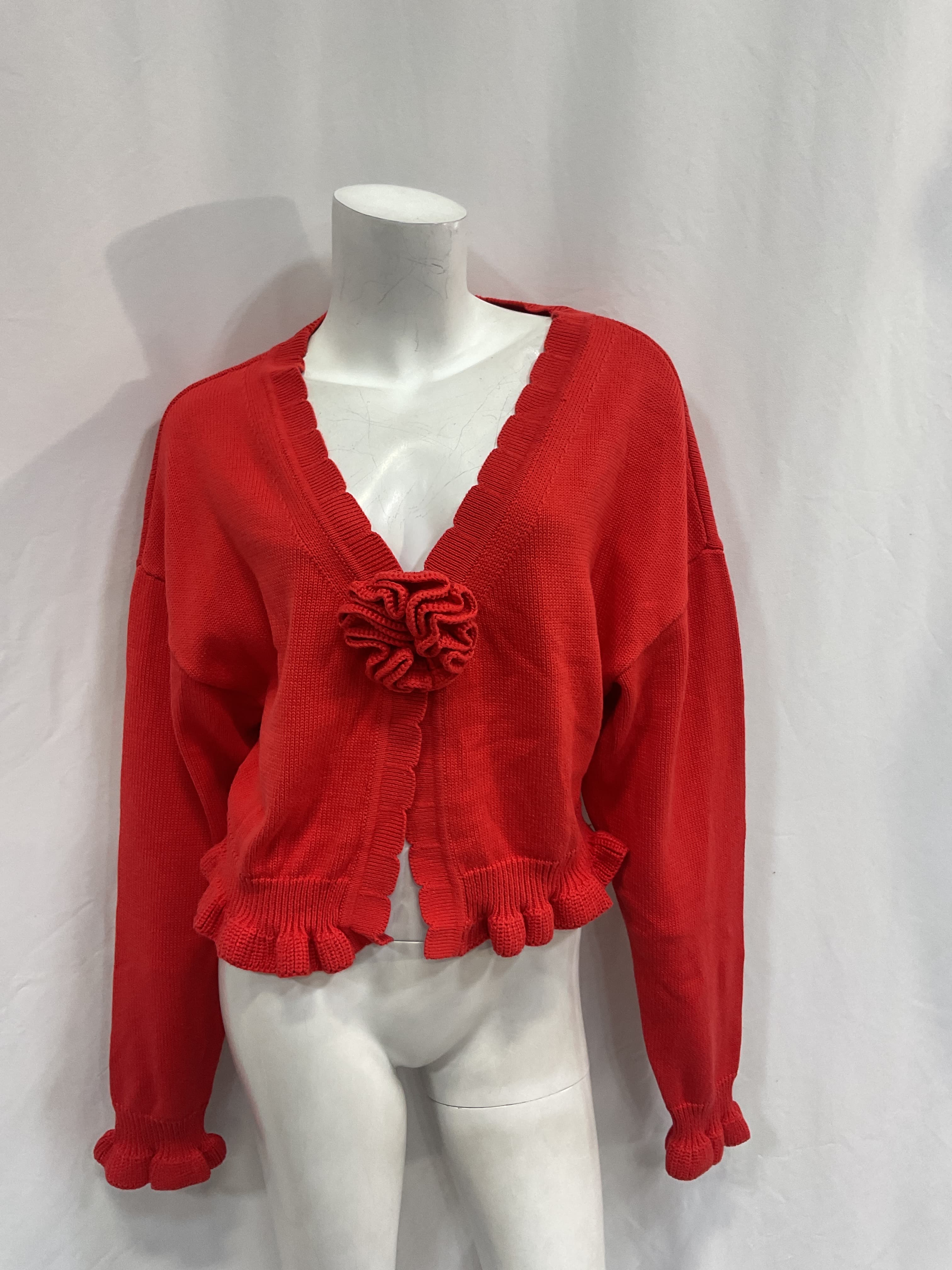 Jovien Rosette Cardigan In Red - Image 2