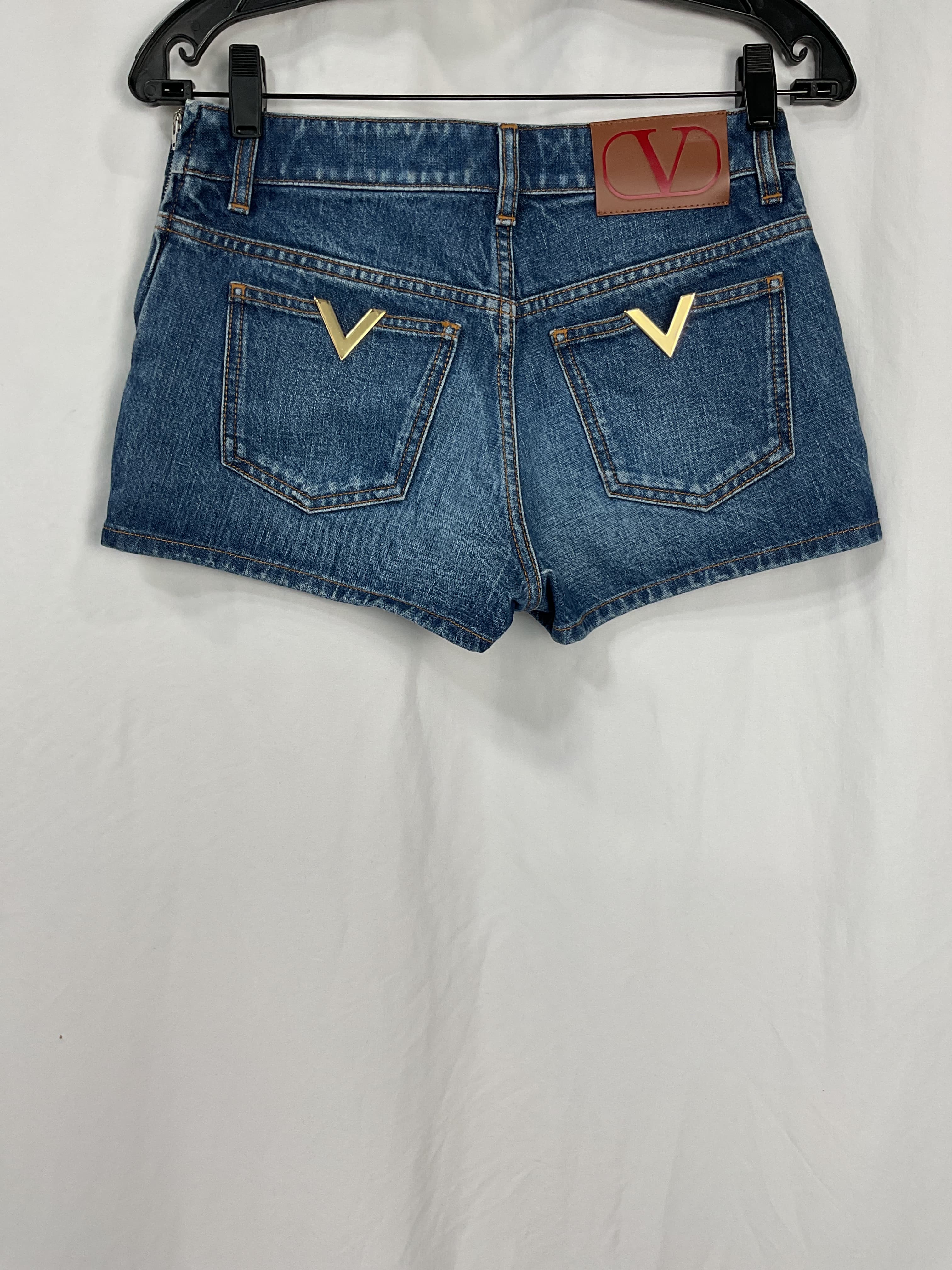 Denim Mini Skort In Denim Scuro - Image 3