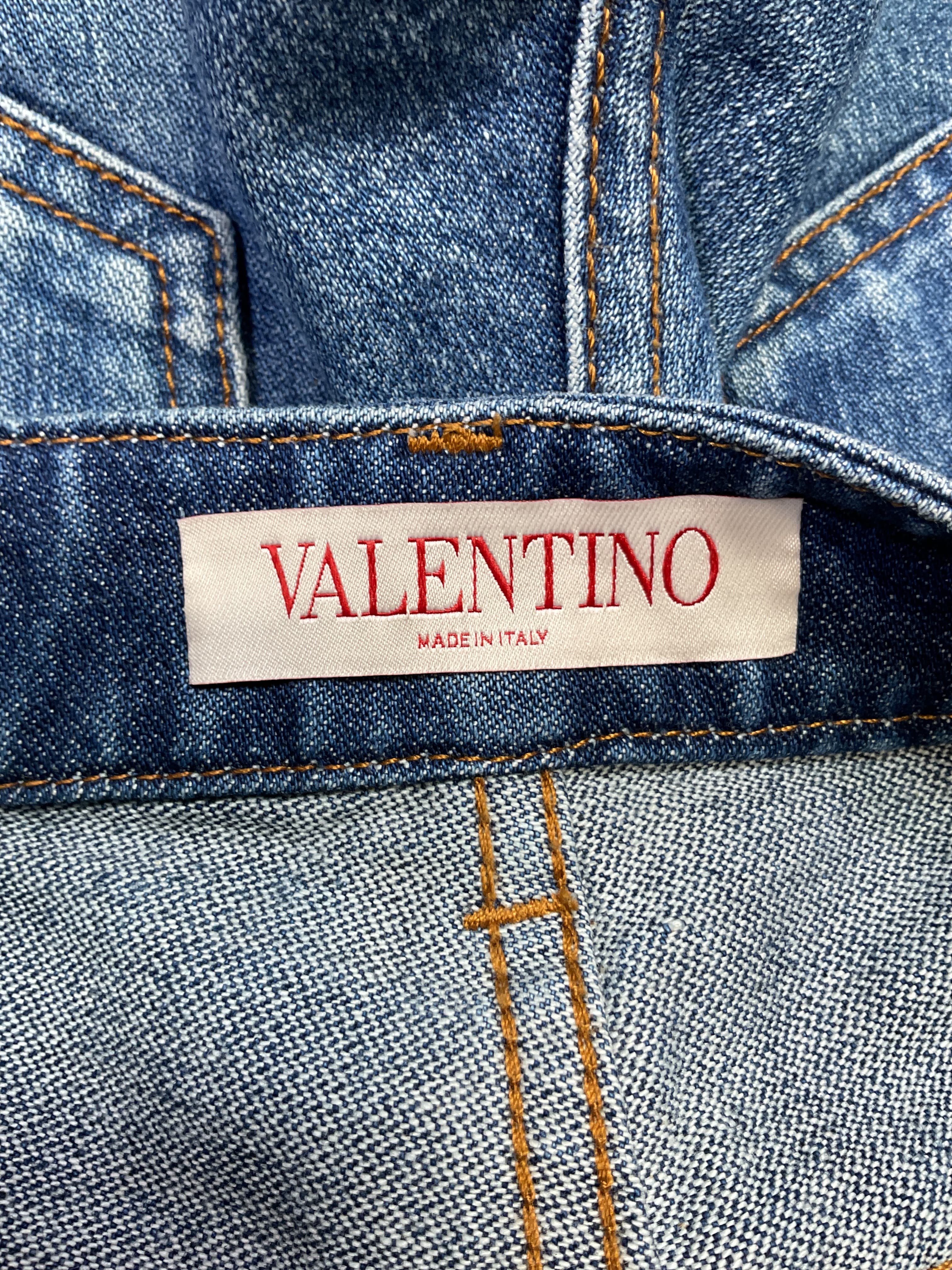 Denim Mini Skort In Denim Scuro - Image 4