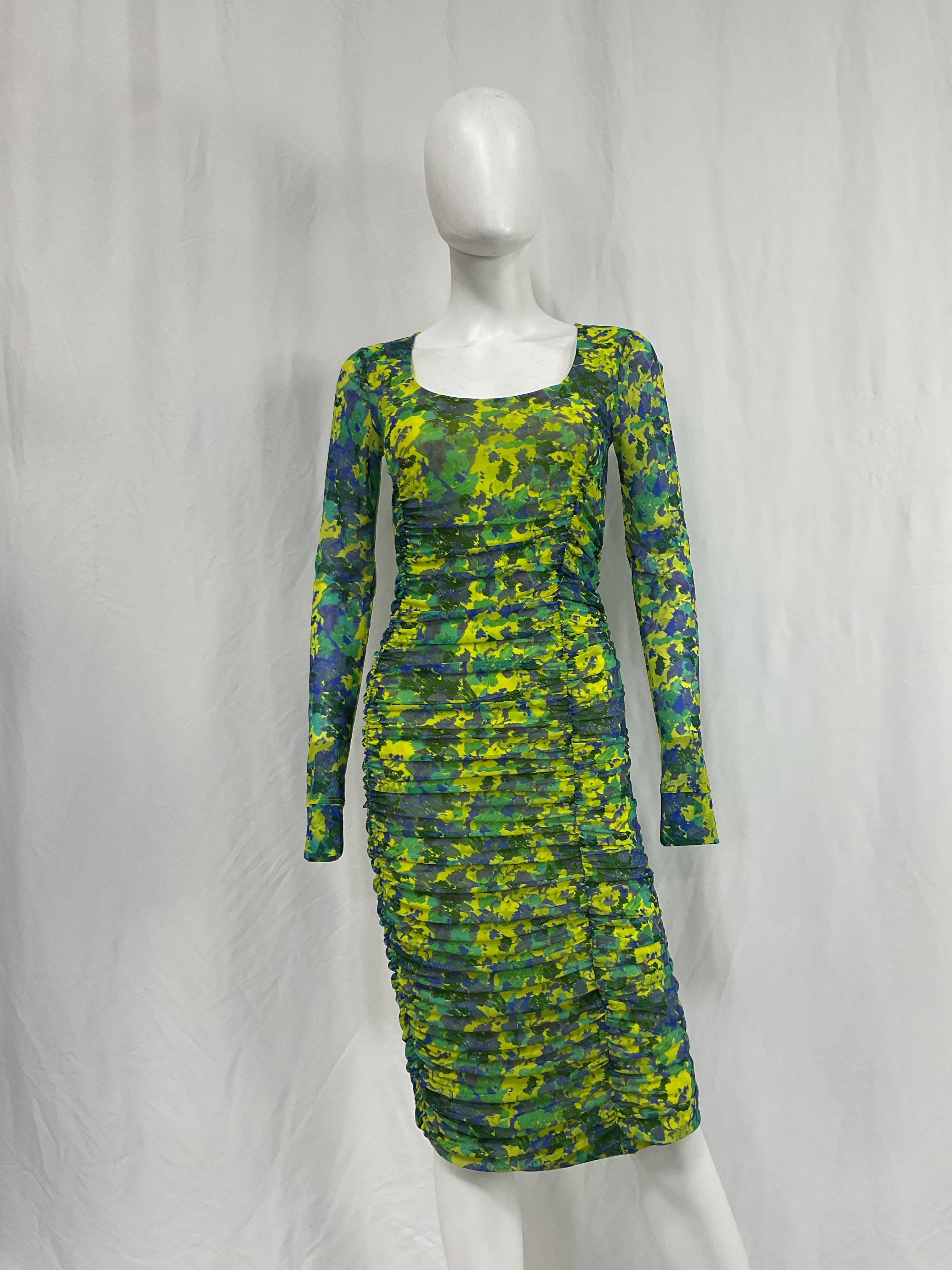 Printed Mesh Dress In Sulphur Spring - Image 3