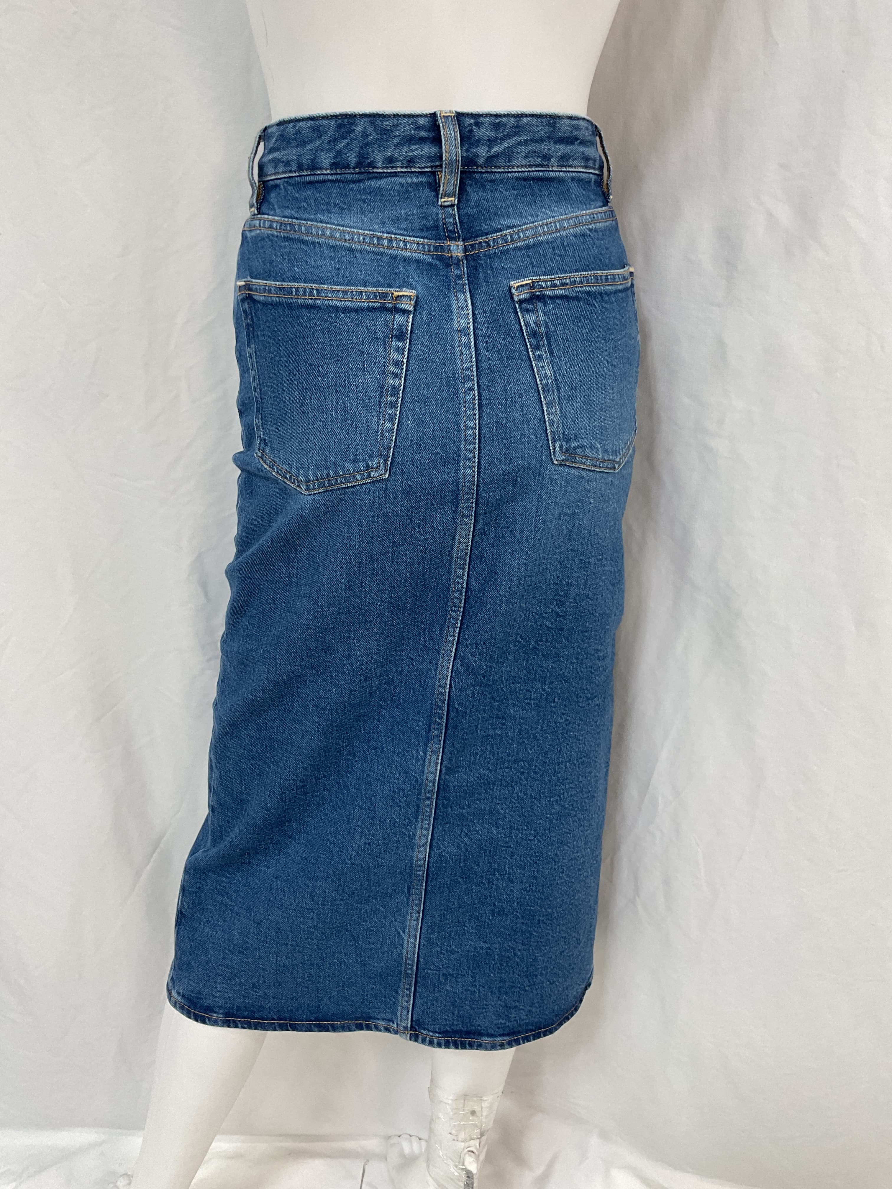 Front-Slit Denim Midi Skirt - Image 3