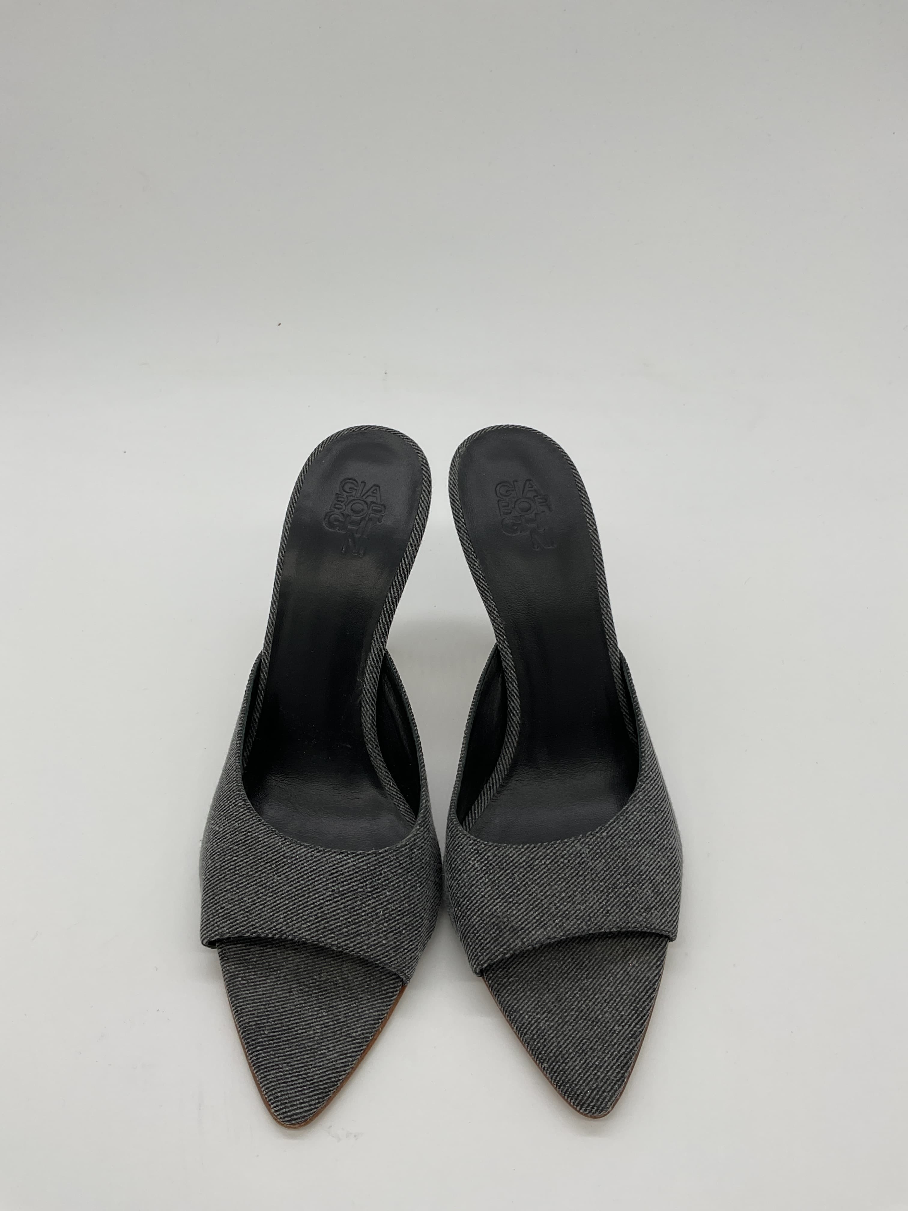Gia Borghini X Pernille Teisbaek Pointed Mule In Anthracite Denim - Image 3