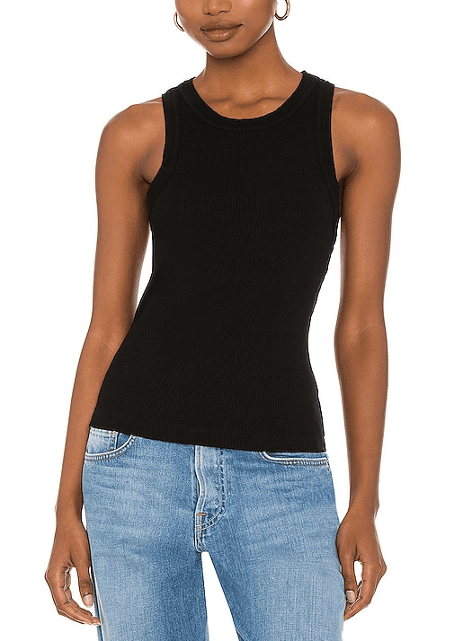 Isabel Rib Tank In Black - Image 1