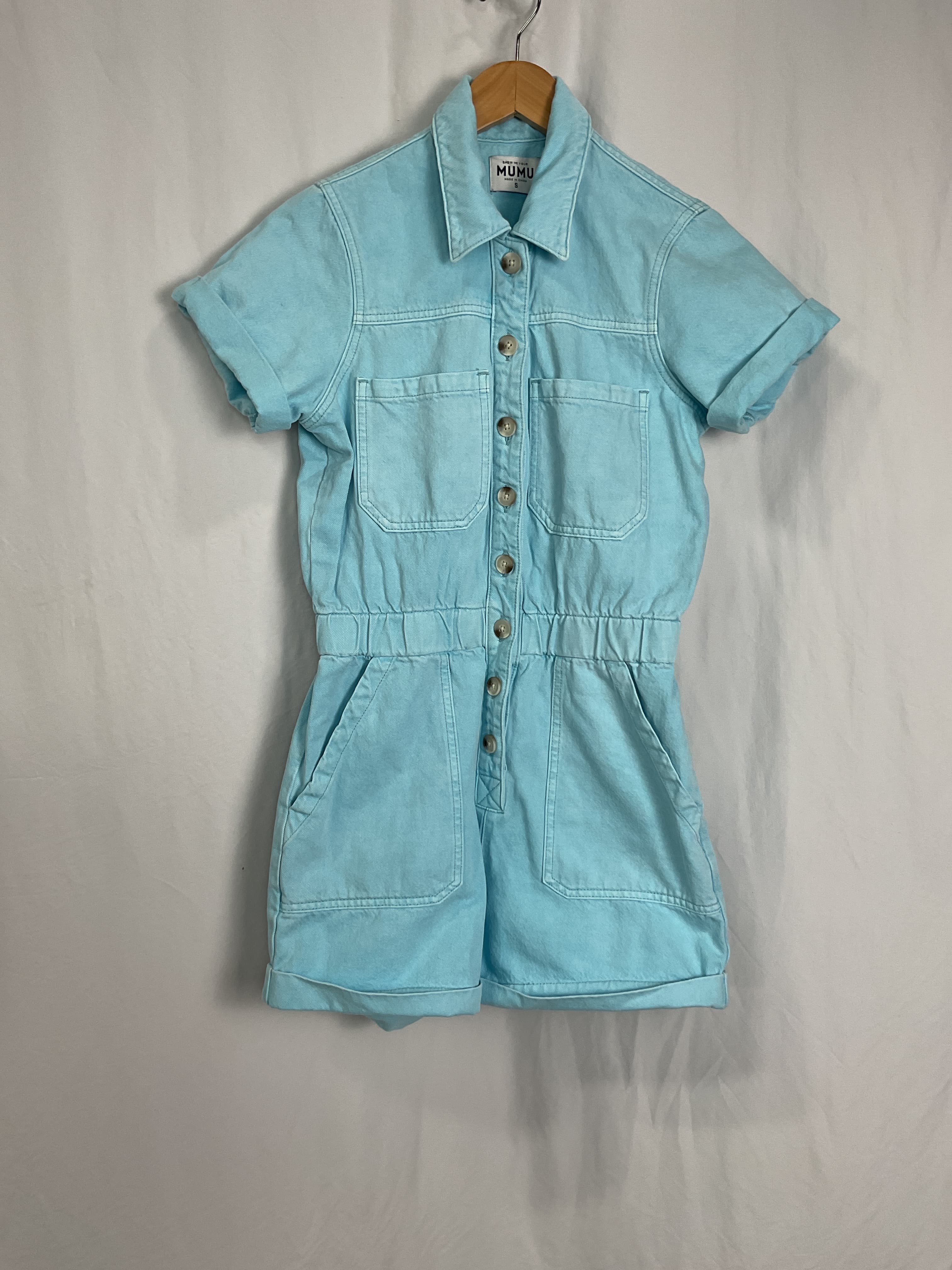 Cannon Romper In Spring Blue Denim - Image 3