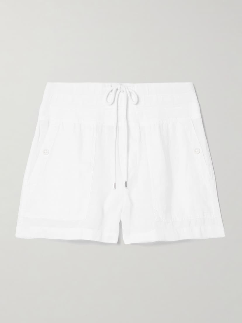Cotton Jersey-Trimmed Linen Shorts - Image 1